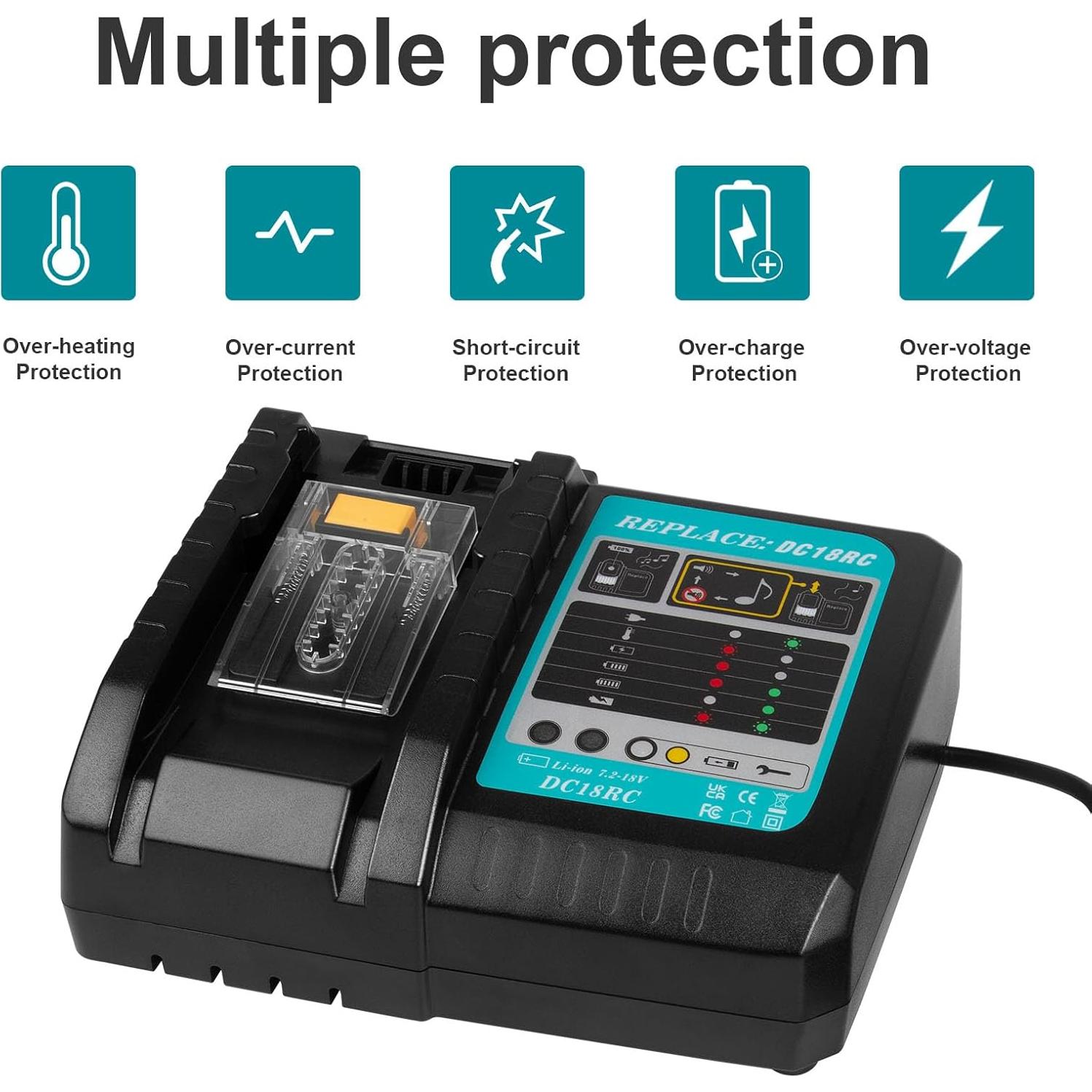 Cargador Rápido Makita DC18RC 14.4V-18V Li-Ion