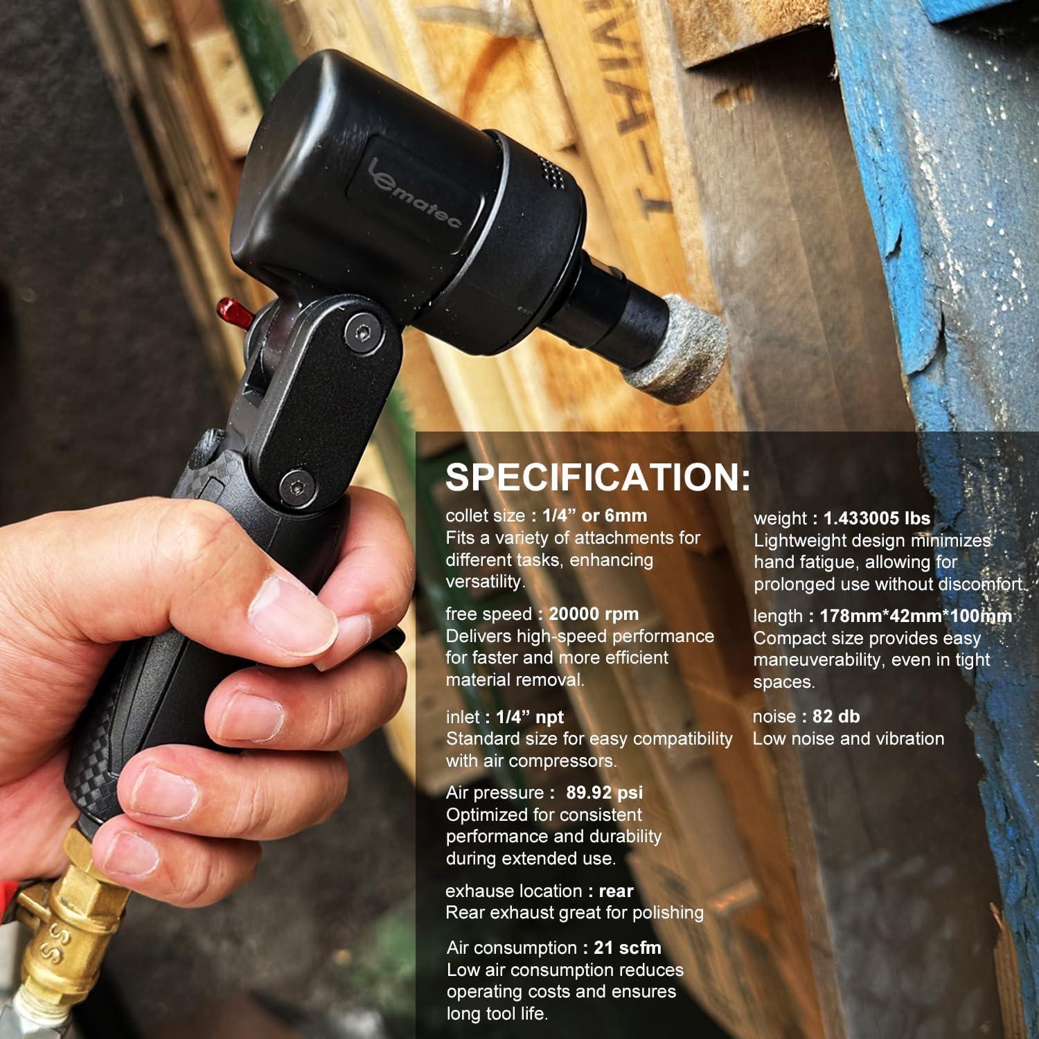 Amoladora Neumática LE LEMATEC LE-G2543R 20,000 RPM 0.68 kg