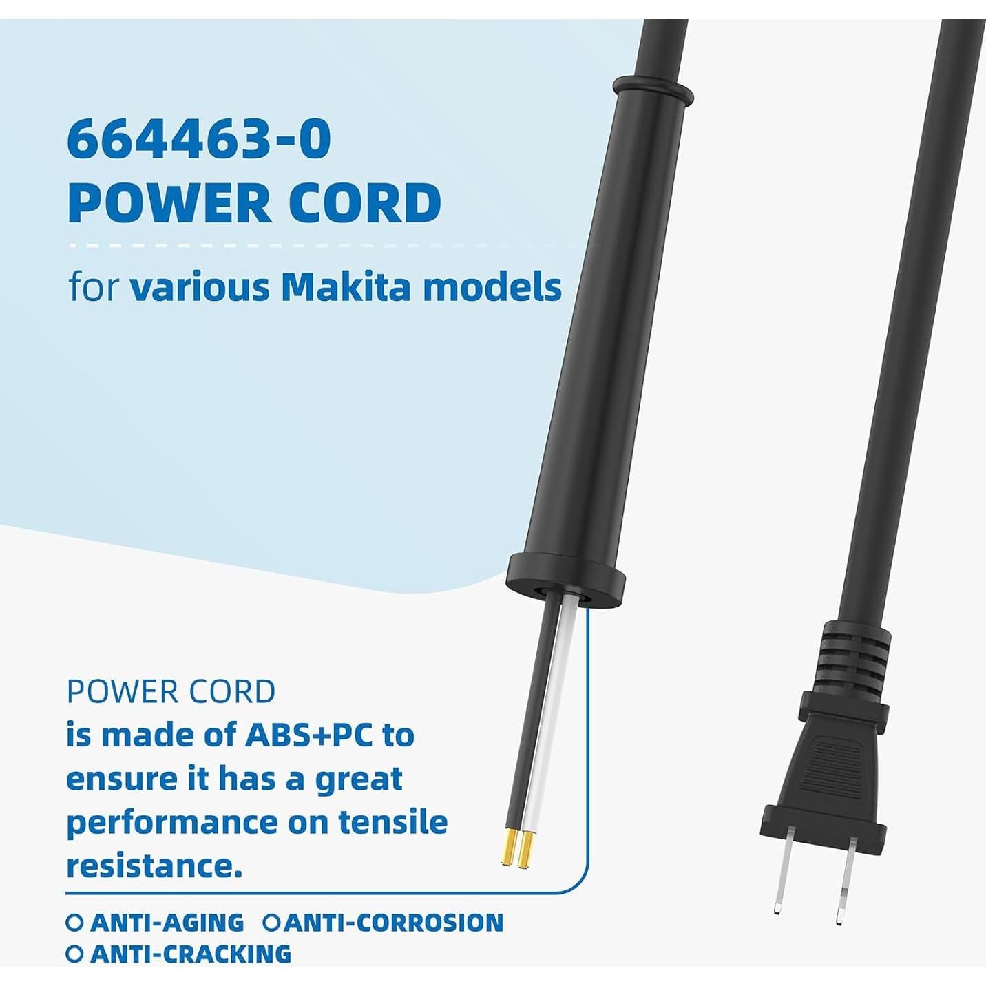 Cable de Alimentación Makita 664463-0 2 Paquete 0.72 kg