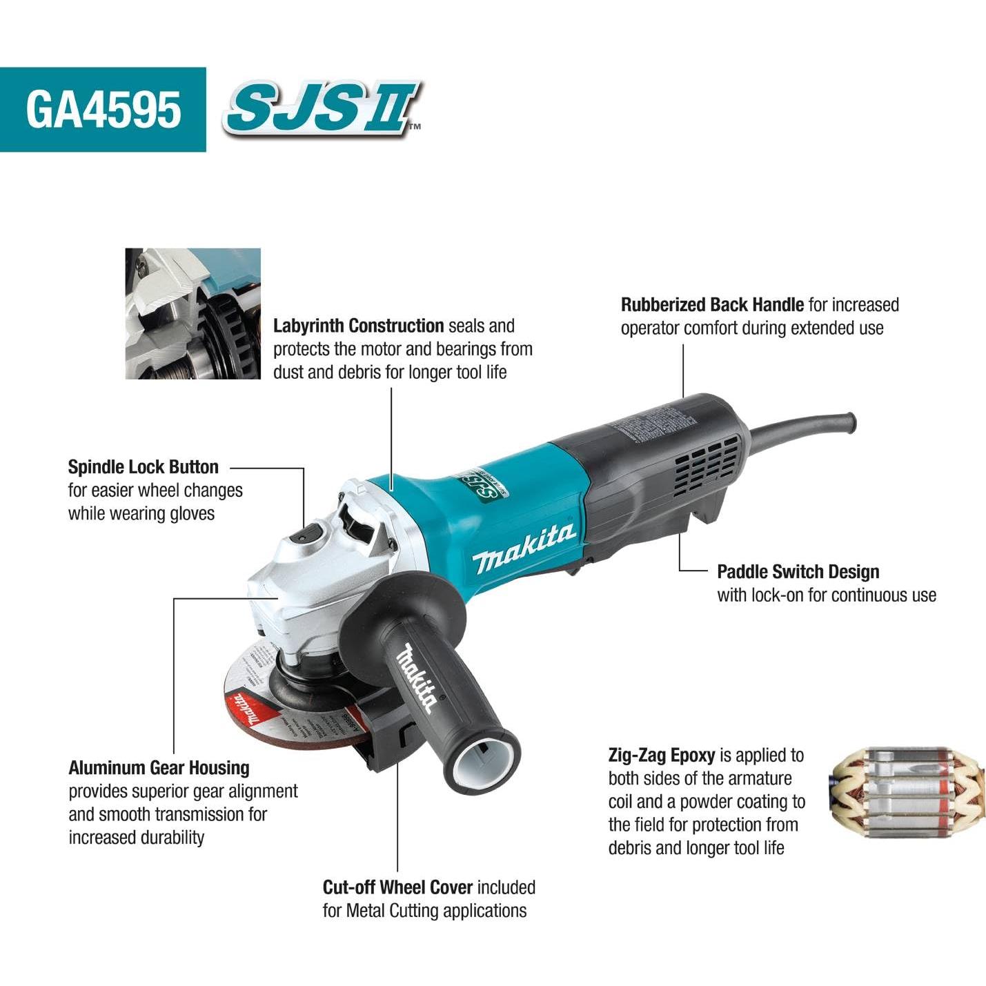 Amoladora Angular Makita GA4595 115mm 15 AMP SJSII