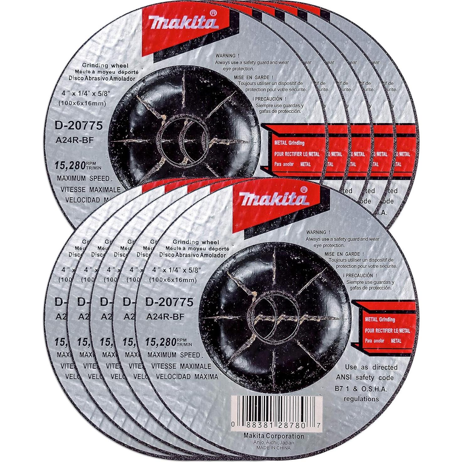 Ruedas de Esmeril Makita 10 Pzas 4" para Metal D-20775