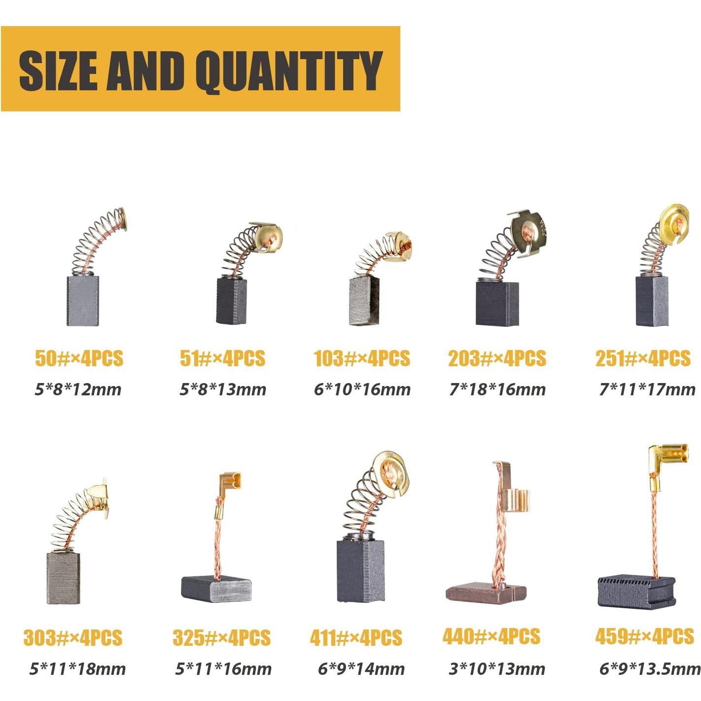 Juego 40Pcs Escobillas de Carbón Makita 10 Tamaños