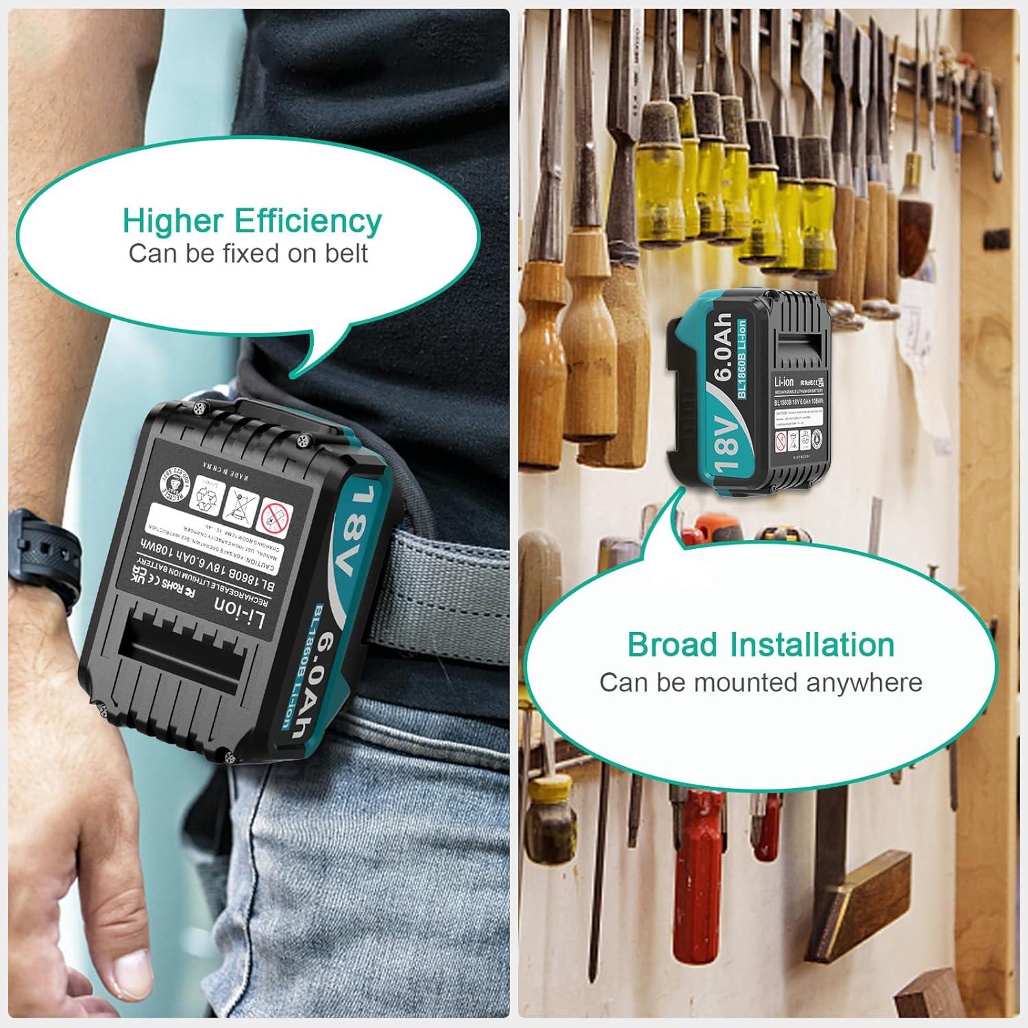 Batería 2pk 6.0Ah 18V Makita Compatible BL1815 BL1830