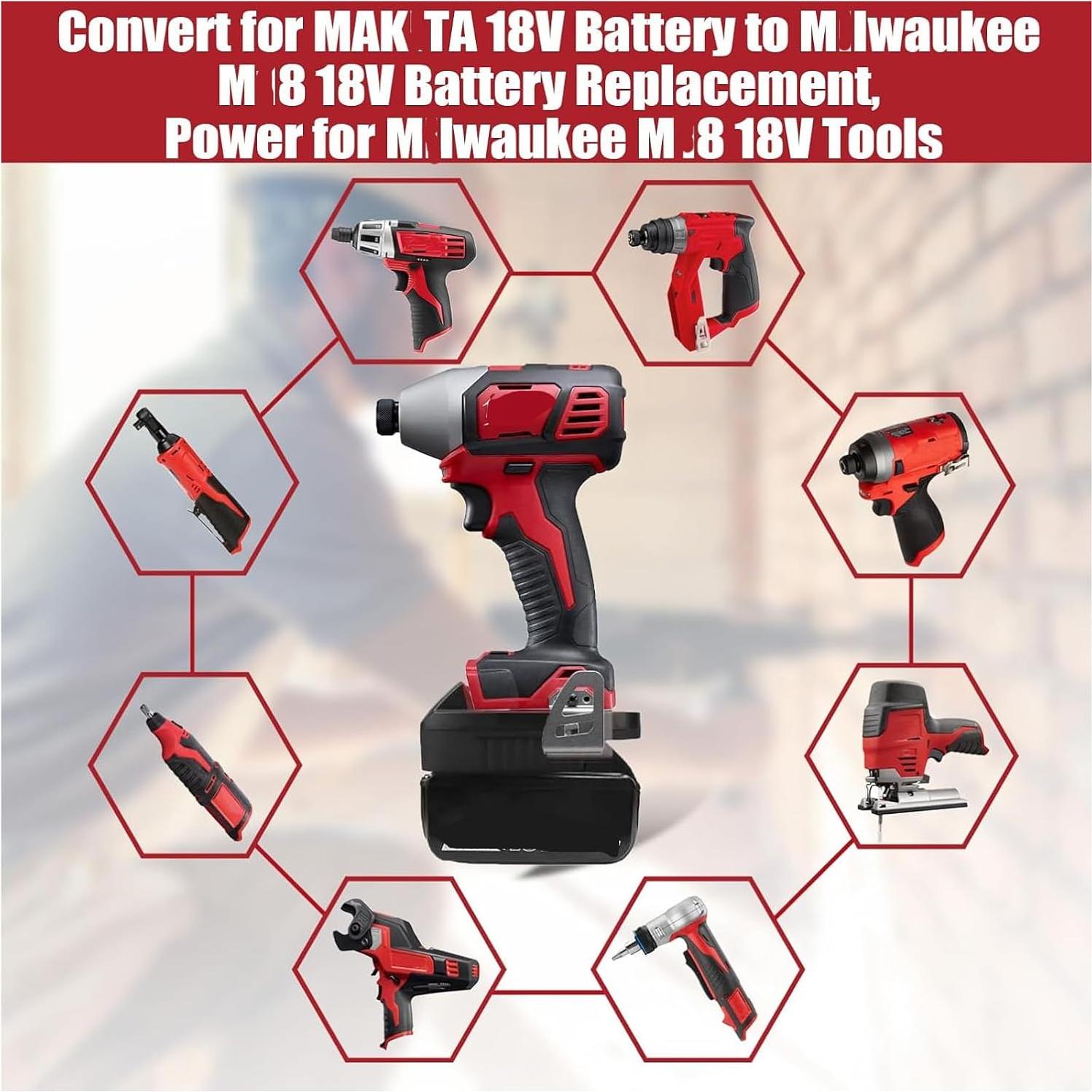 Adaptador de Batería URUN de Makita a Milwaukee 18V