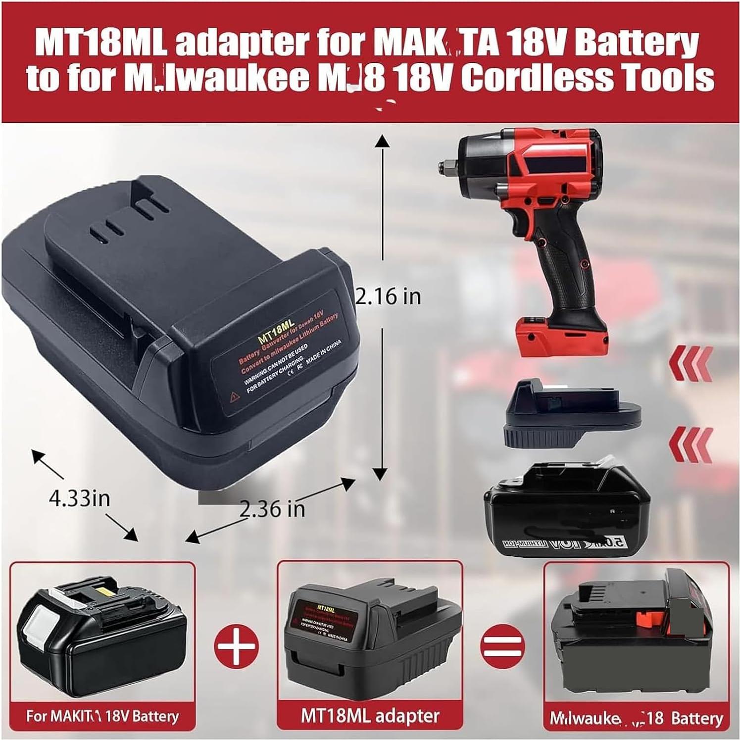 Adaptador de Batería URUN de Makita a Milwaukee 18V
