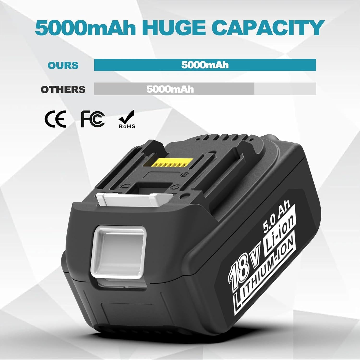 2 Baterías 5000mAh 18V y Cargador Makita BL1850B MT7218