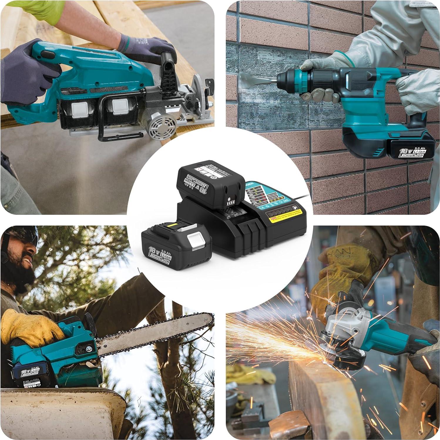 2 Baterías 5000mAh 18V y Cargador Makita BL1850B MT7218