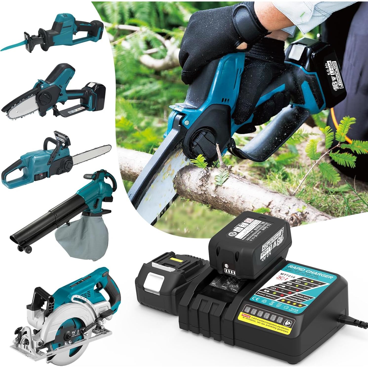 2 Baterías 5000mAh 18V y Cargador Makita BL1850B MT7218