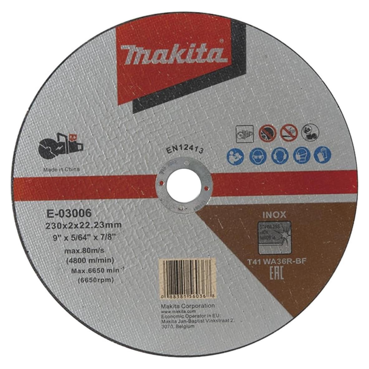 Disco de Corte Delgado Makita E-03012 23 cm INOX 36 Grano