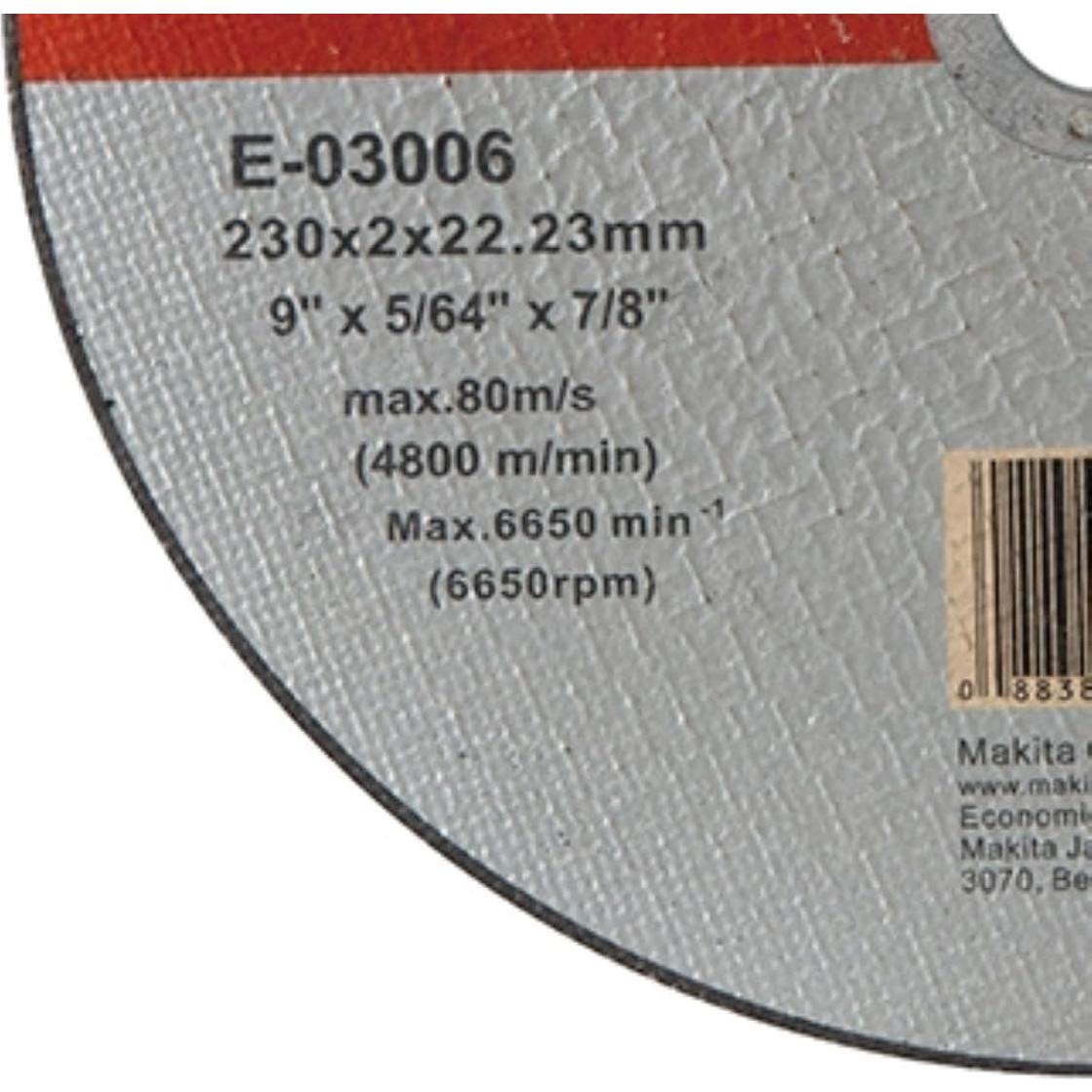 Disco de Corte Delgado Makita E-03012 23 cm INOX 36 Grano