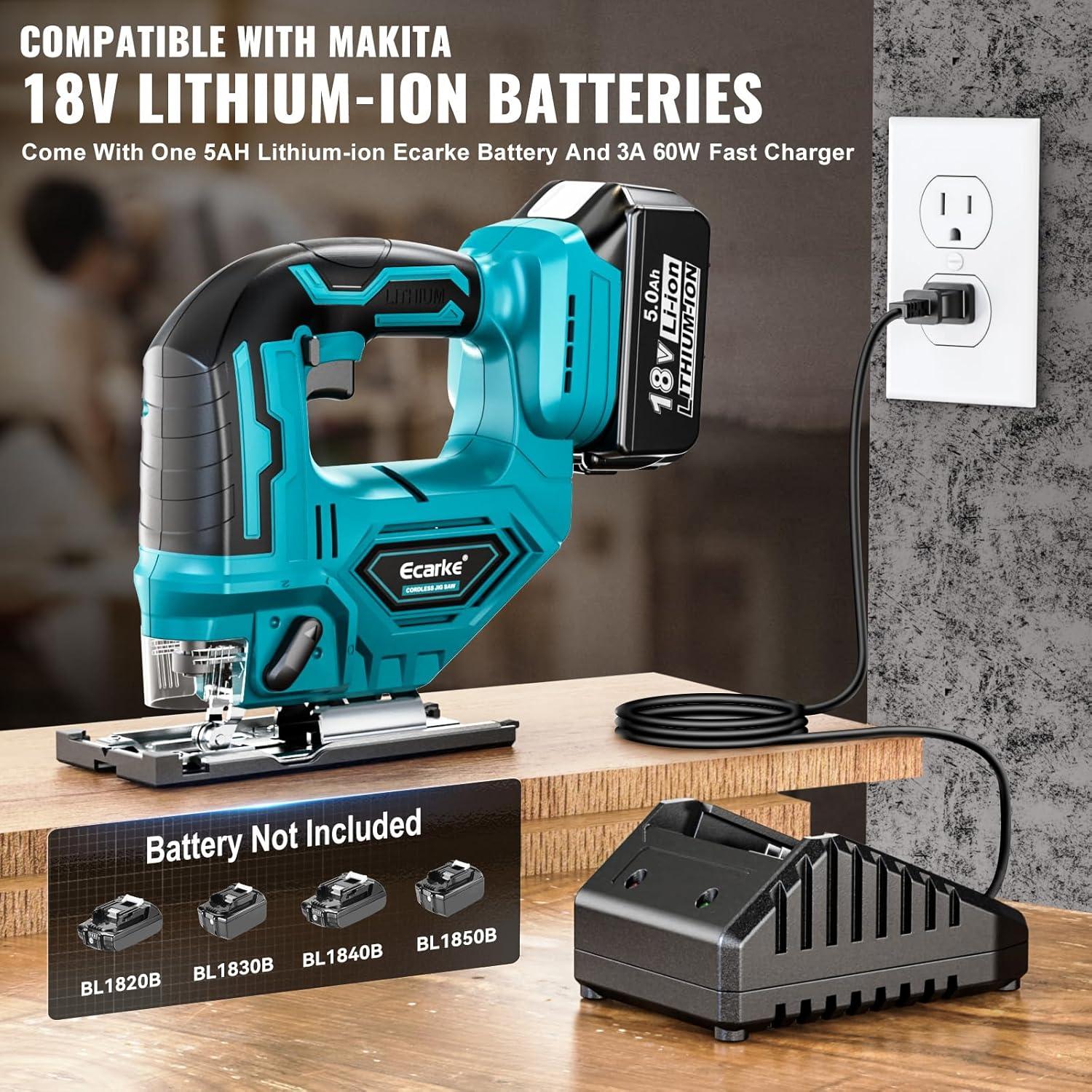 Sierra de calar inalámbrica Ecarke 18V con luz LED y bisel