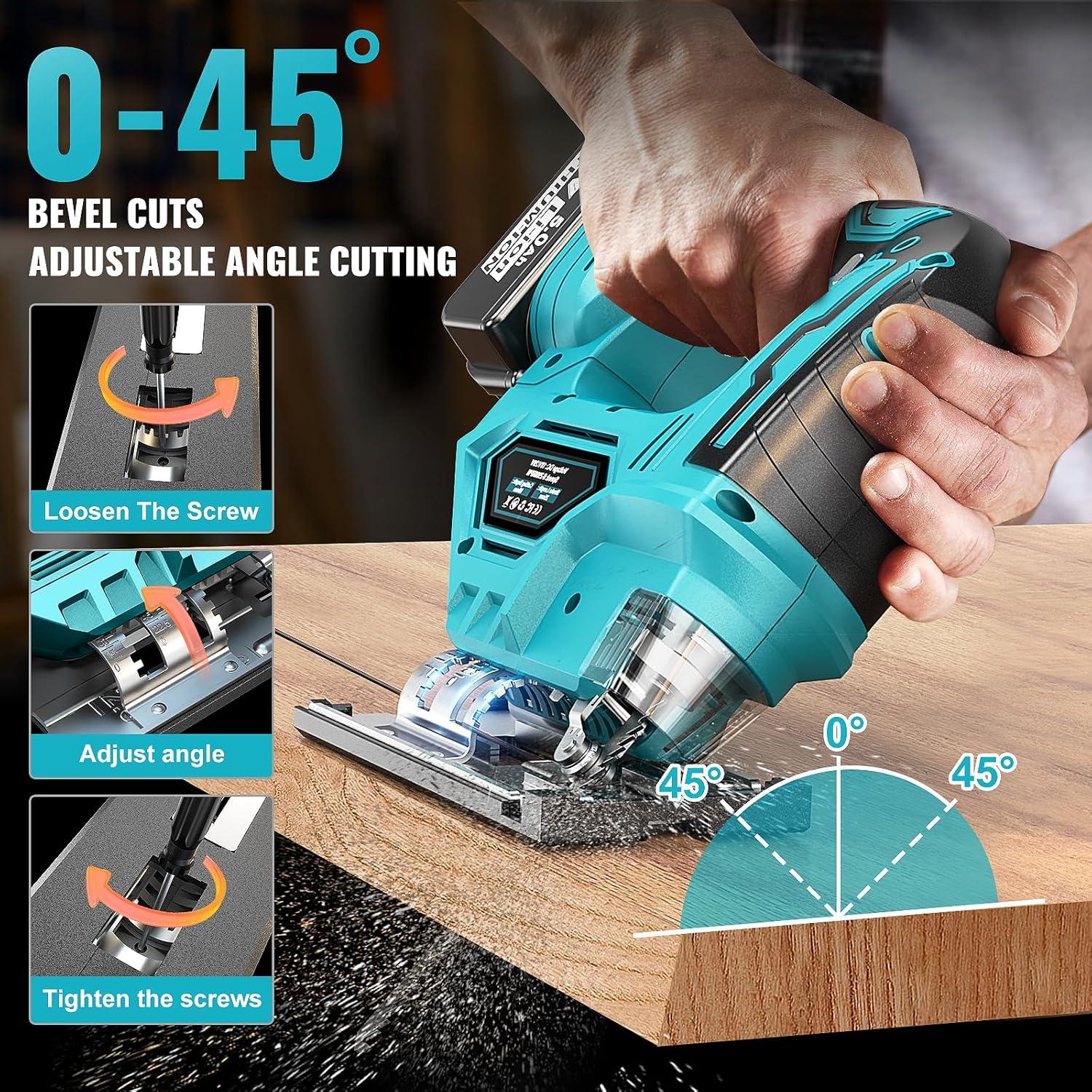 Sierra de calar inalámbrica Ecarke 18V con luz LED y bisel