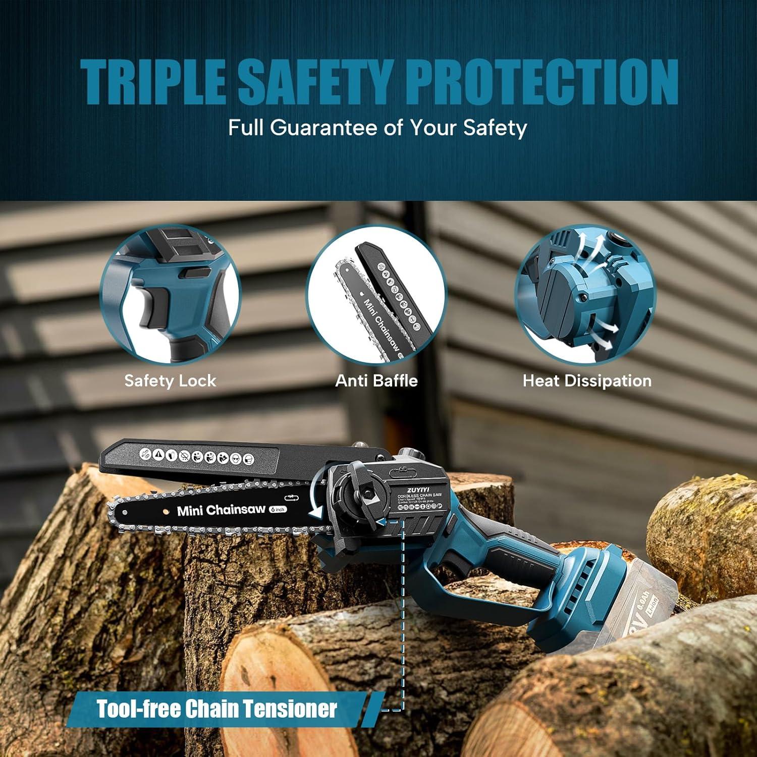 Motosierra eléctrica ZUYIYI 6" y 8" para batería 18V