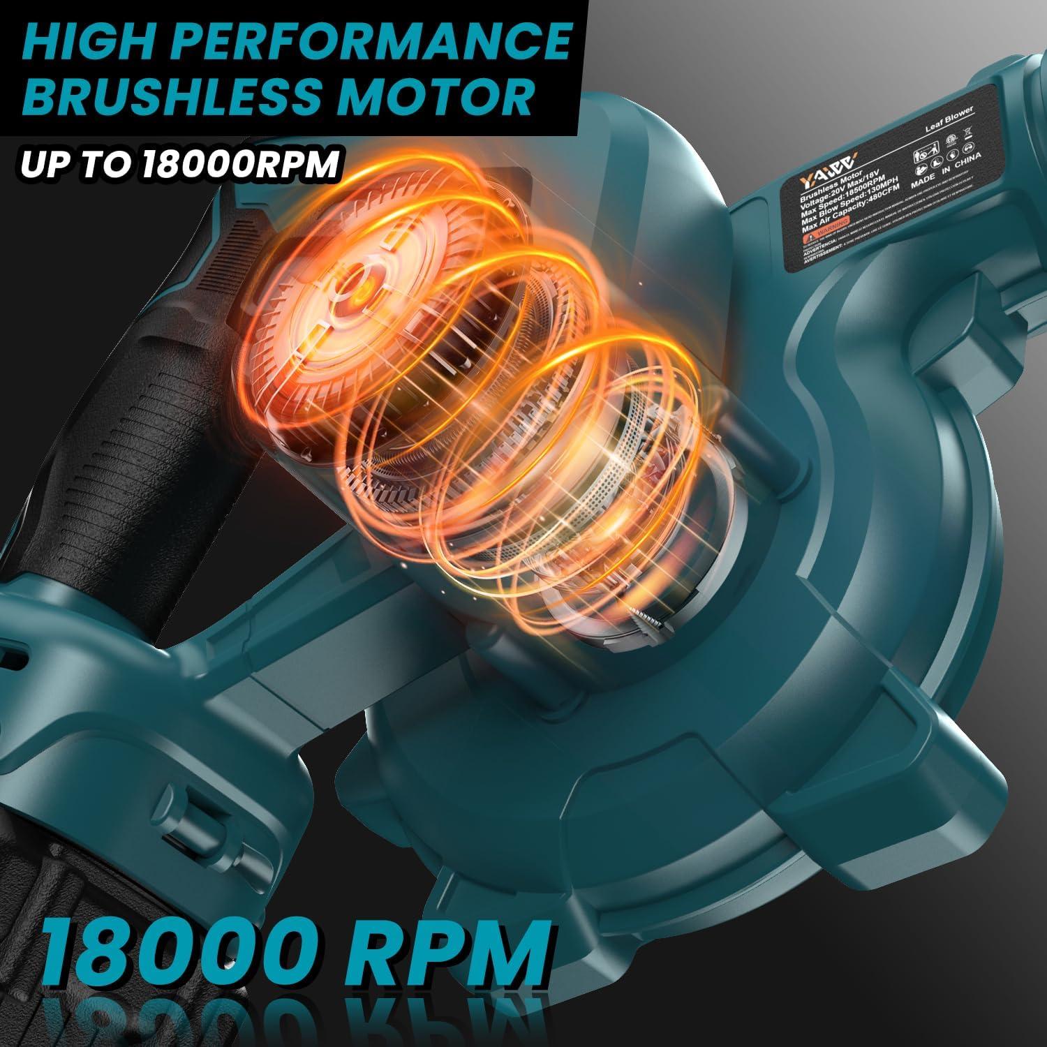 Soplador de Hojas YAWV 18V Inalámbrico 2 en 1 290,7 km/h