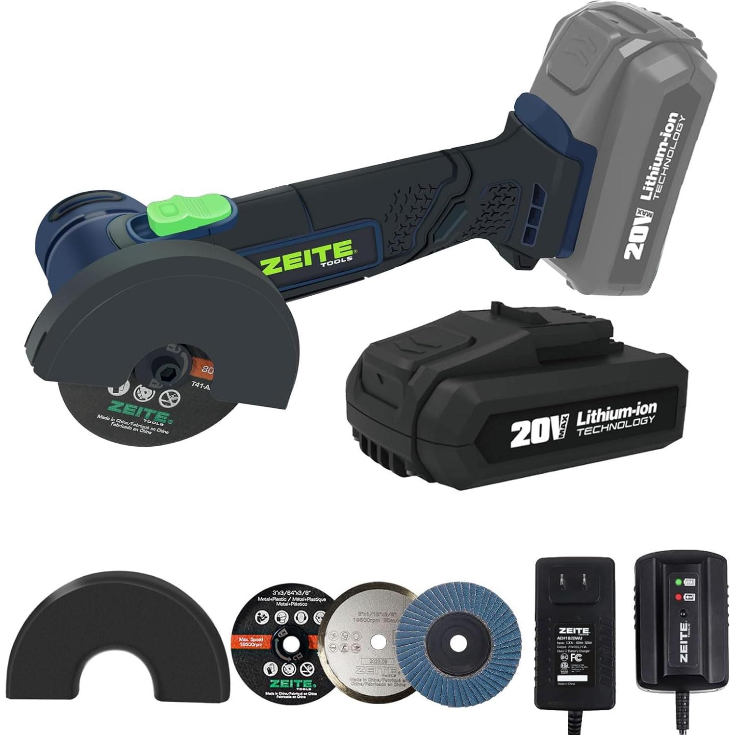 Mini Cortadora Inalámbrica Zeite 20V, 3" Discos de Corte