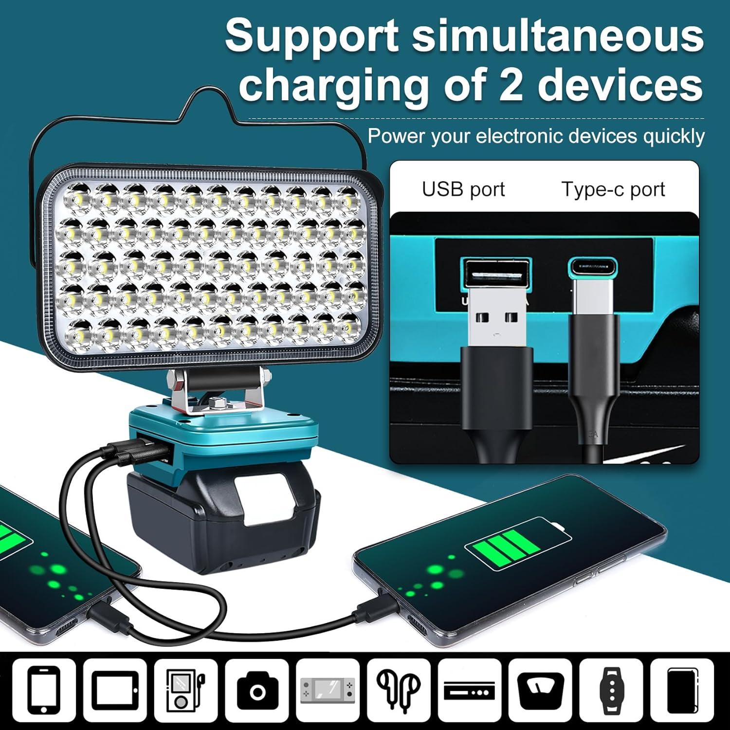 Luz de trabajo LED Fiihio 6800LM para baterías Makita 18V