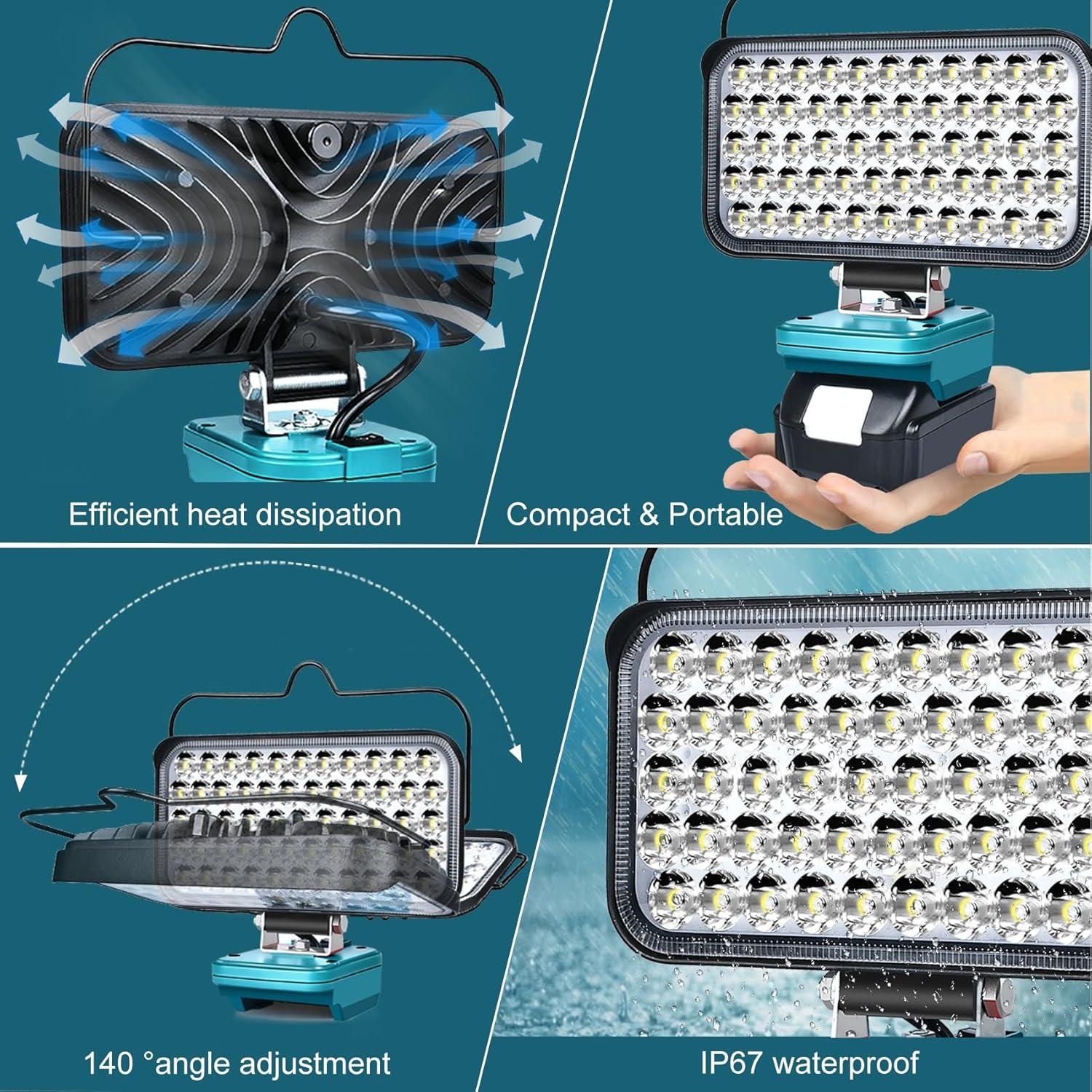 Luz de trabajo LED Fiihio 6800LM para baterías Makita 18V