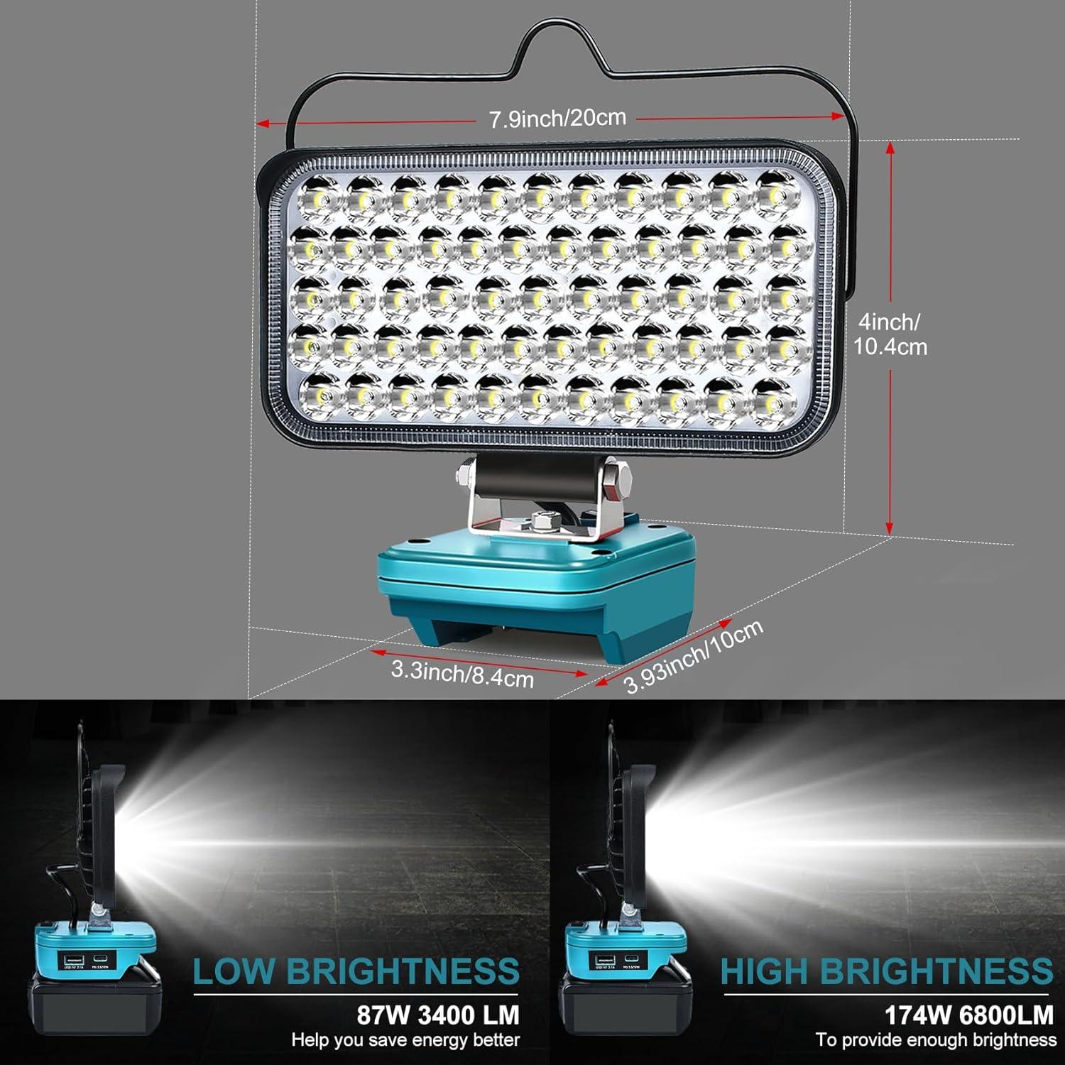 Luz de trabajo LED Fiihio 6800LM para baterías Makita 18V