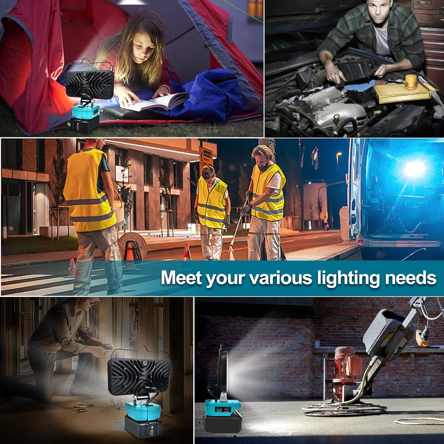 Luz de trabajo LED Fiihio 6800LM para baterías Makita 18V