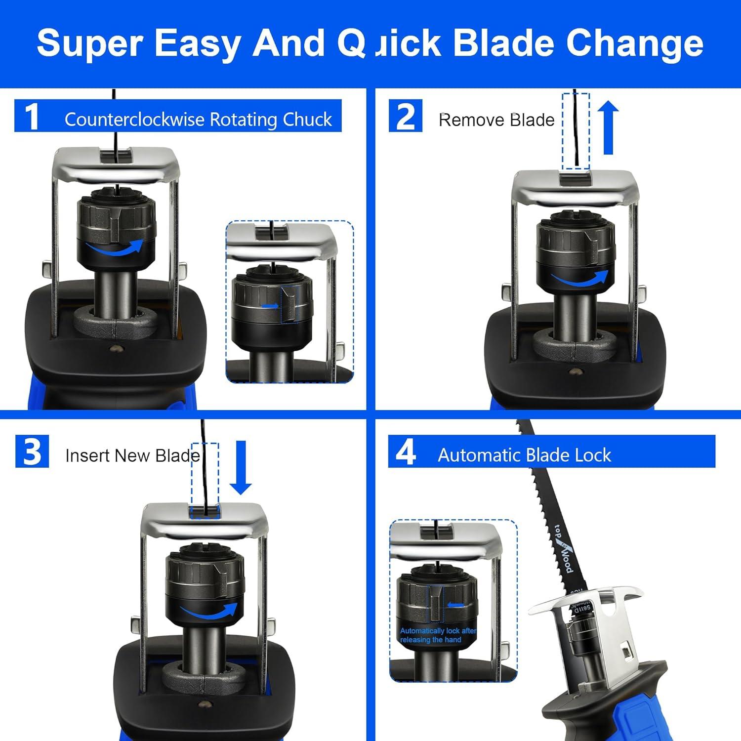 Sierra Recíproca Inalámbrica Mudite 18V con 4 Cuchillas