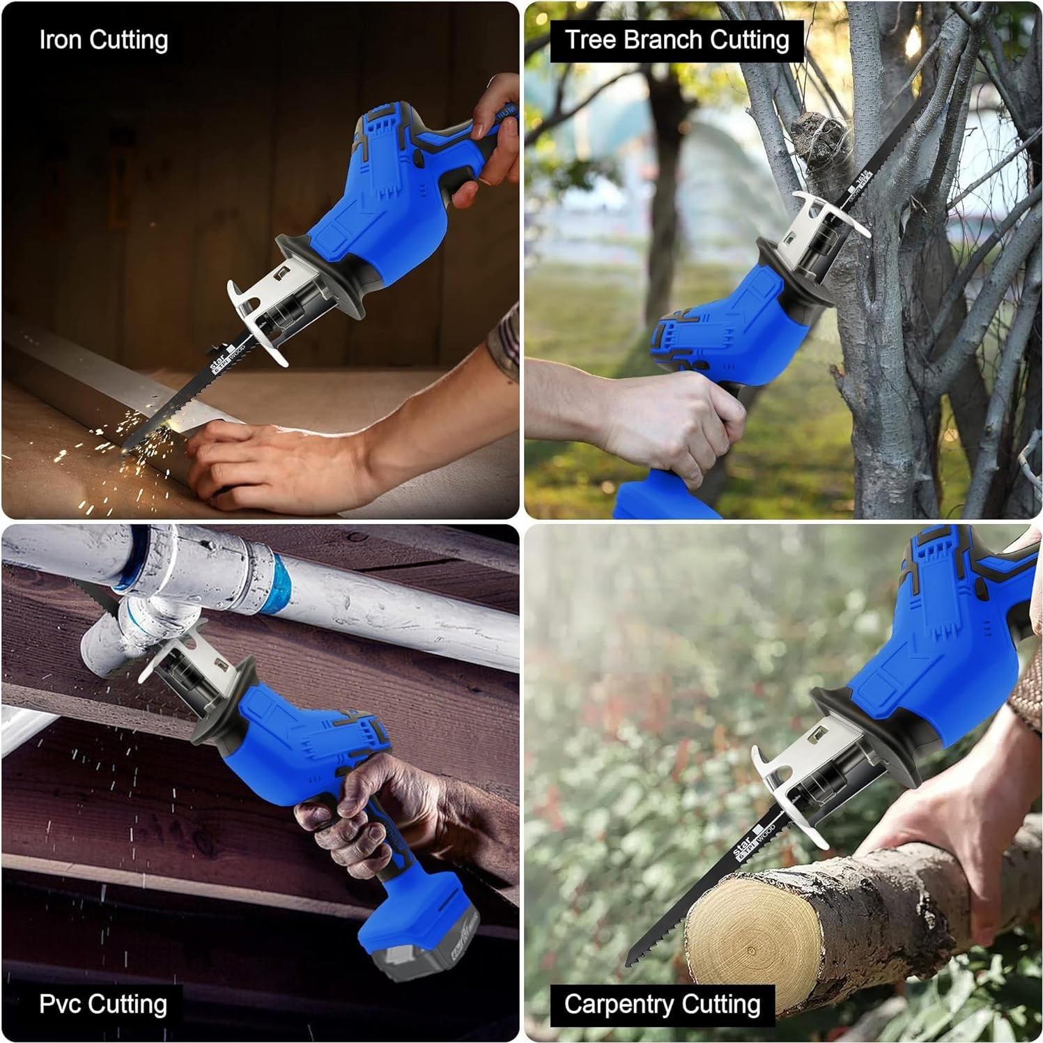 Sierra Recíproca Inalámbrica Mudite 18V con 4 Cuchillas