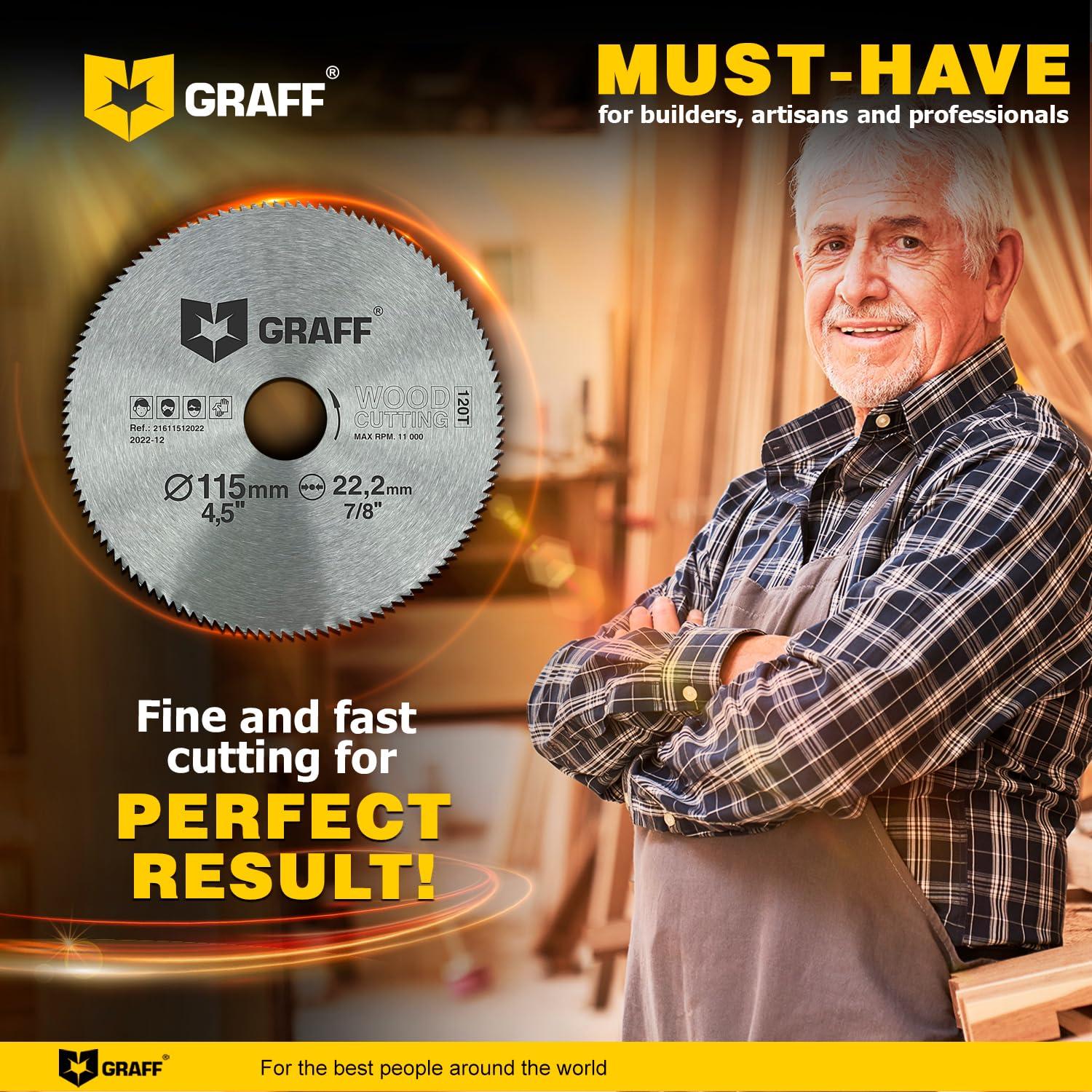 Hoja de sierra circular GRAFF 115mm 120 dientes para madera