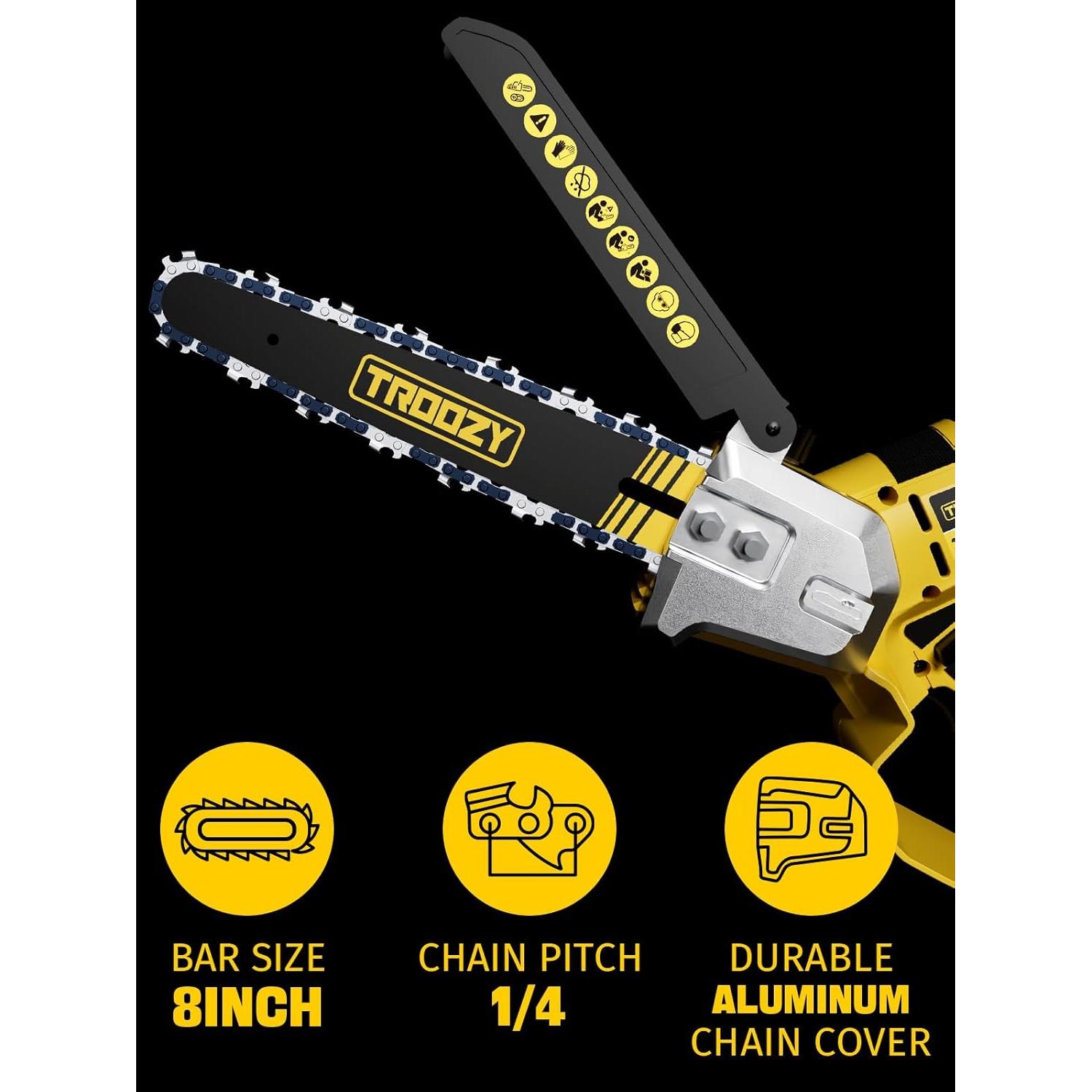 Sierra de Poste Inalámbrica TROOZY 8" con Poste Telescópico 2-en-1