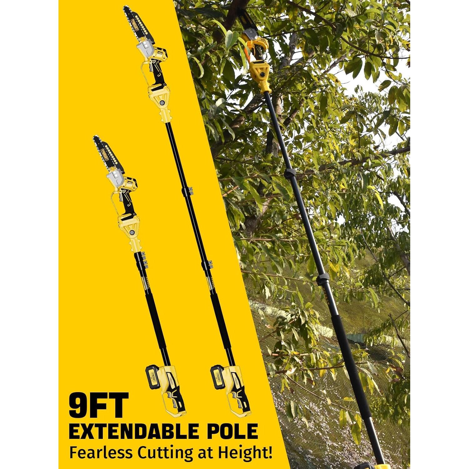 Sierra de Poste Inalámbrica TROOZY 8" con Poste Telescópico 2-en-1