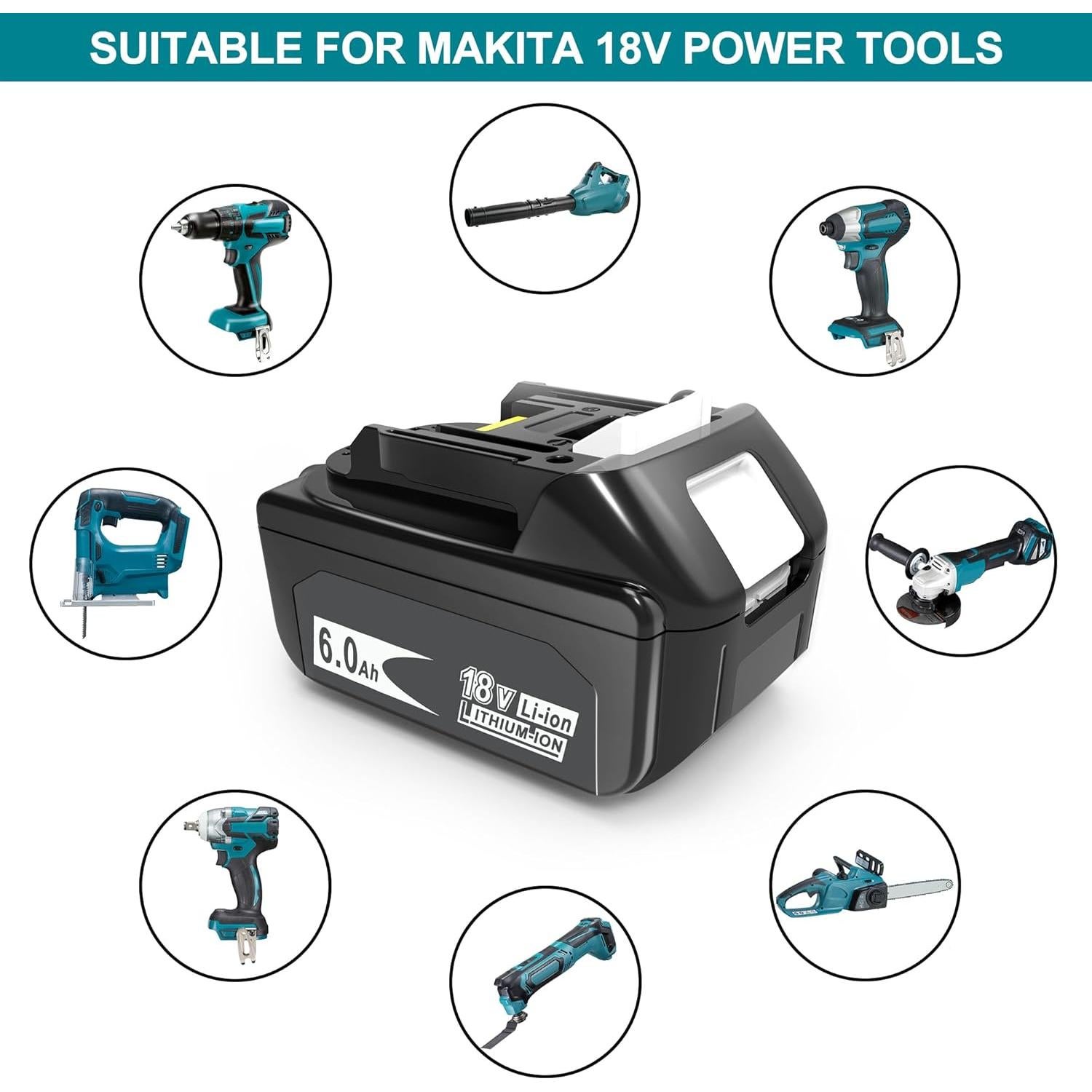 Paquete de 2 Baterías Ion Litio 18V 6000mAh Makita WORTHMAH