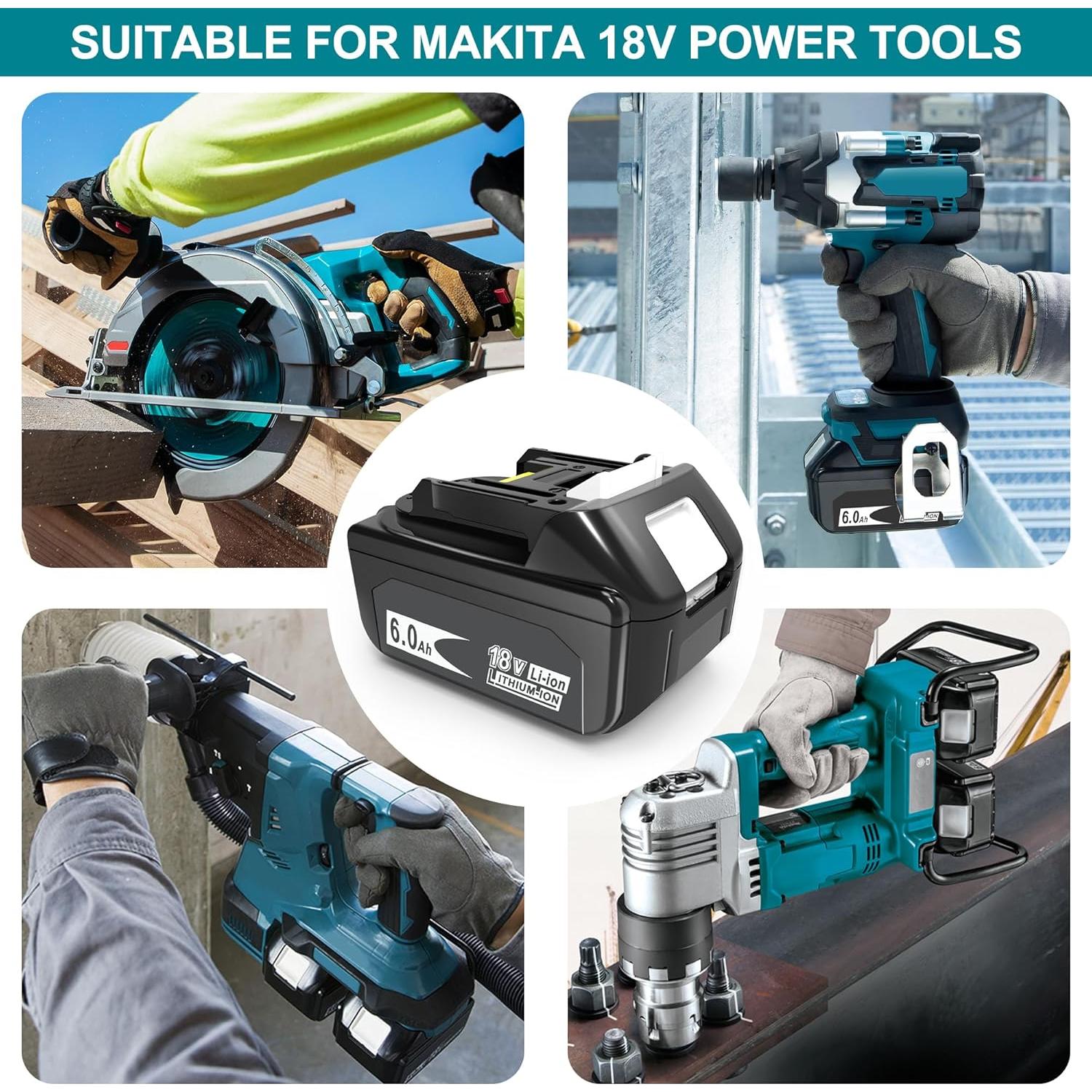 Paquete de 2 Baterías Ion Litio 18V 6000mAh Makita WORTHMAH