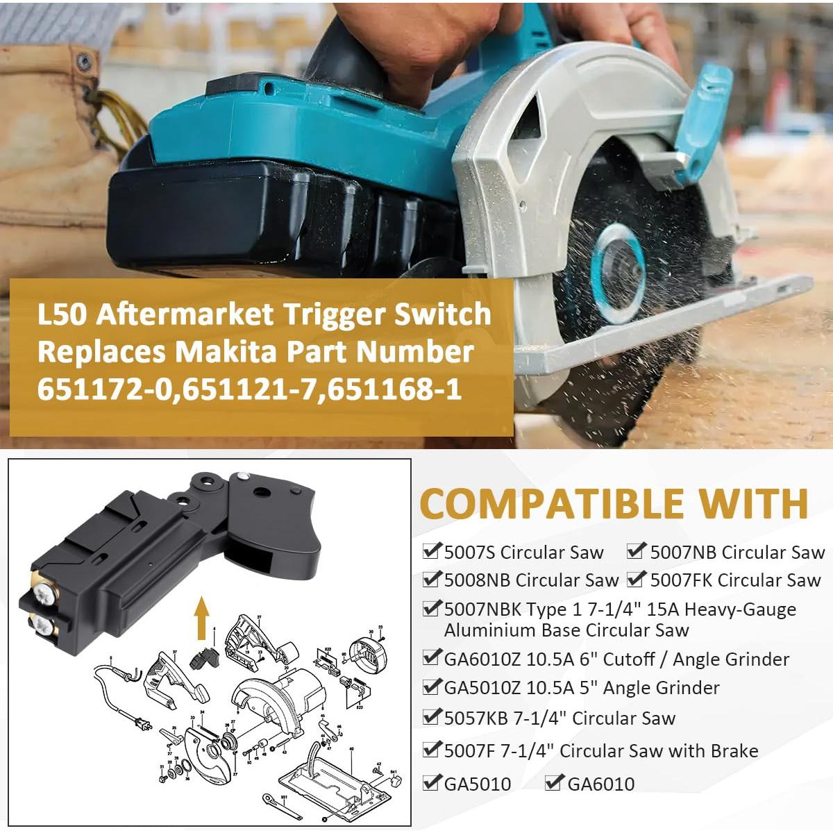 Interruptor de Gatillo L50 para Sierra Circular Makita 125/250V