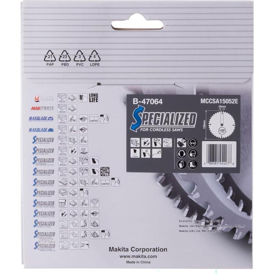 Hoja de sierra Makita A-96126 52T para aluminio 14,92 cm