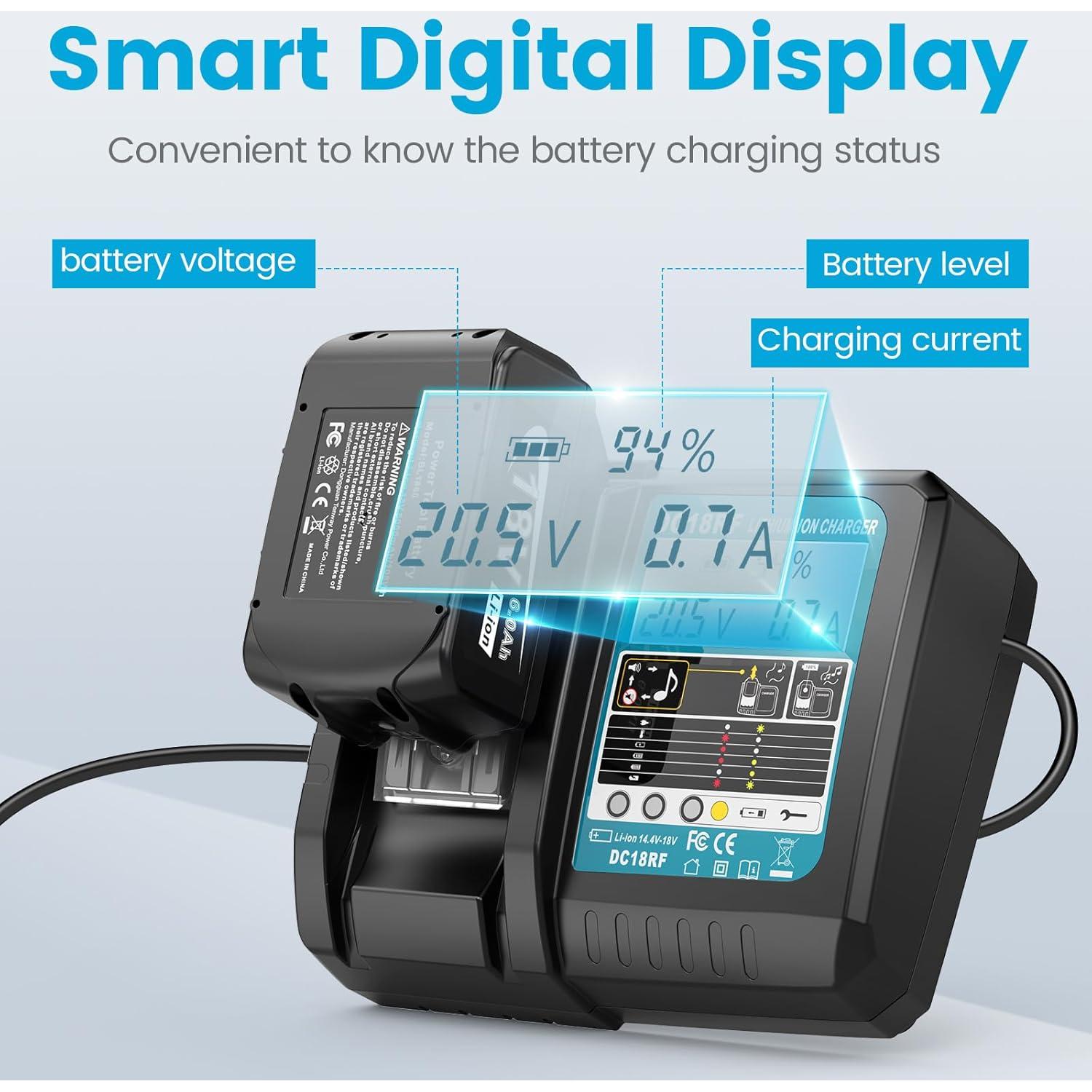 Batería y Cargador Makita 18V 6.0Ah 2 Pcs BL1860