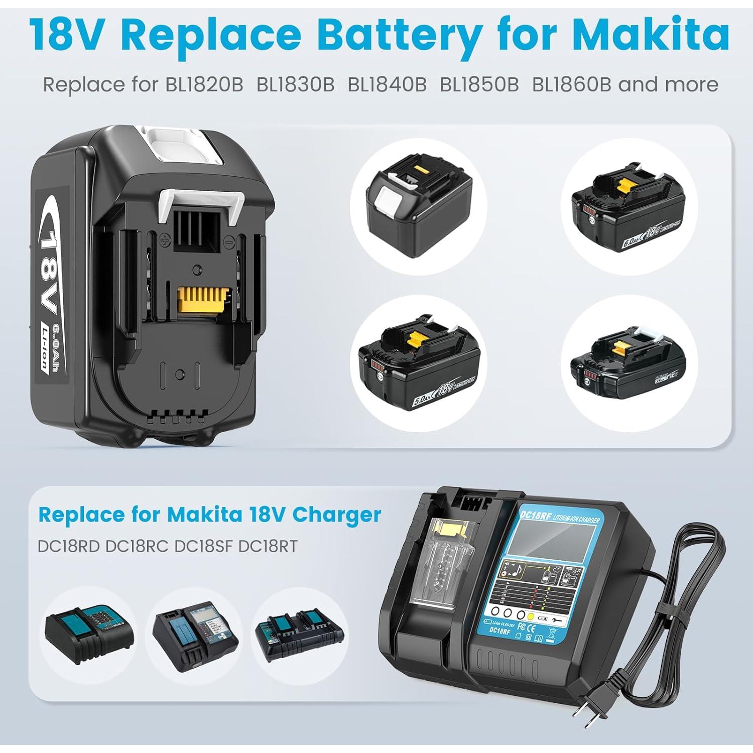 Batería y Cargador Makita 18V 6.0Ah 2 Pcs BL1860