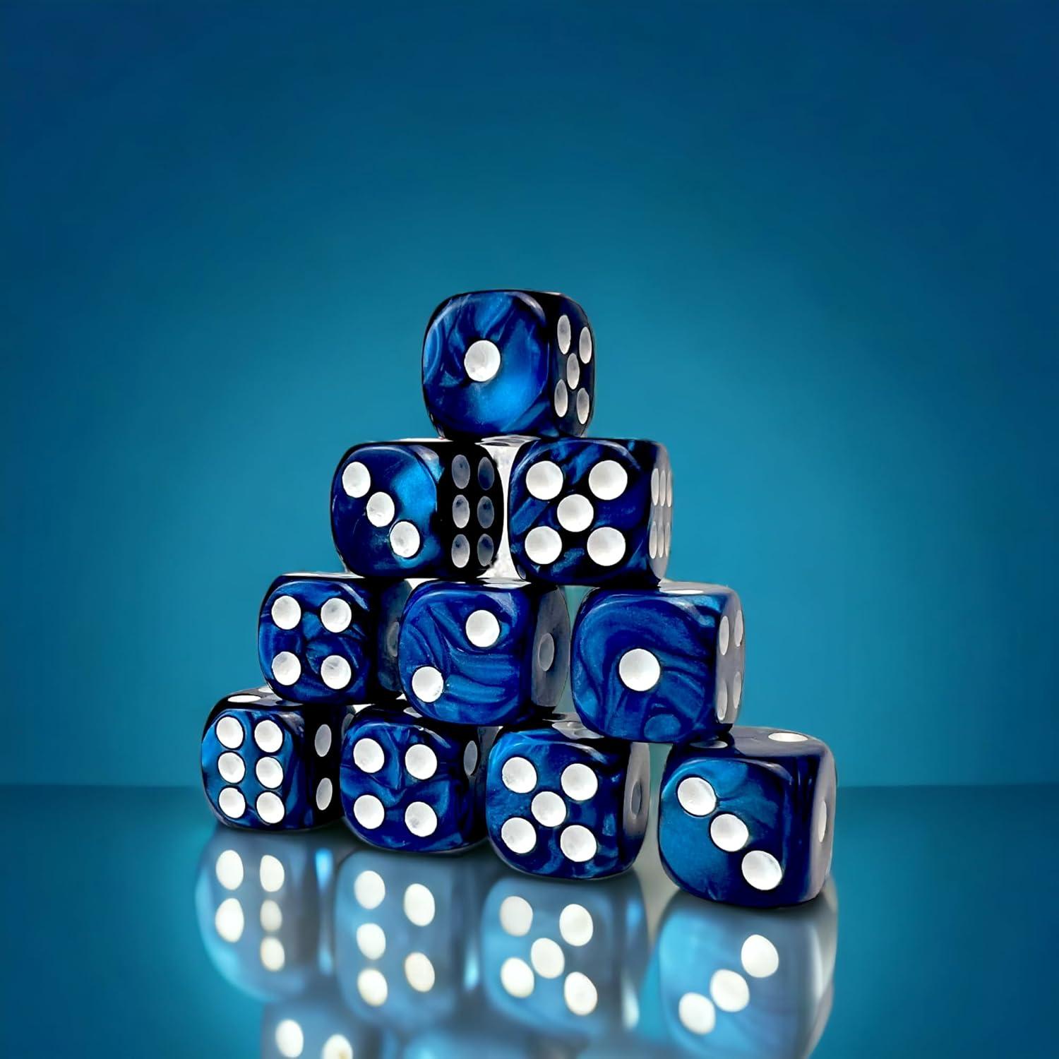 Luck Lab Dados D6 Acrílicos 10 Piezas 16 mm Perla Azul