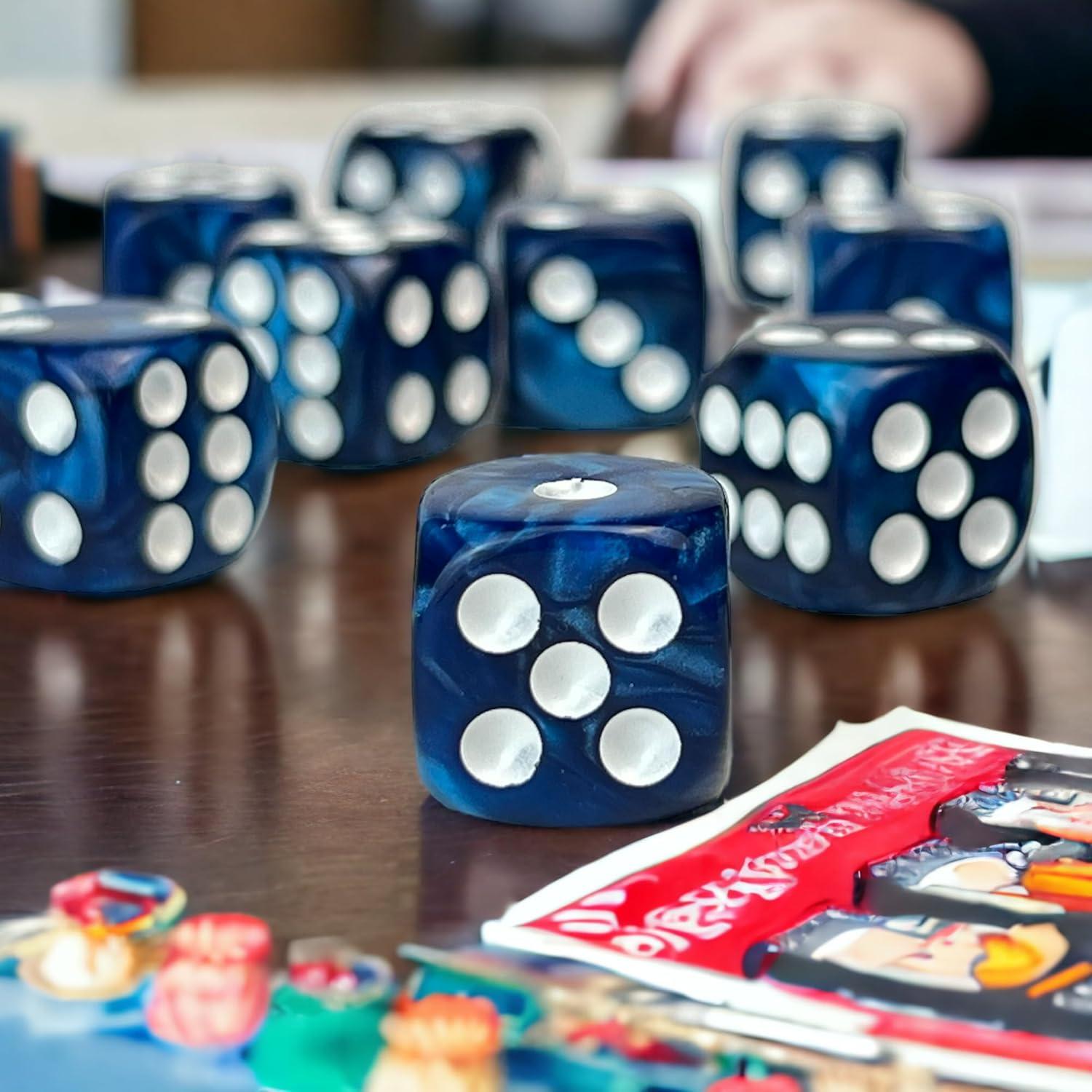 Luck Lab Dados D6 Acrílicos 10 Piezas 16 mm Perla Azul