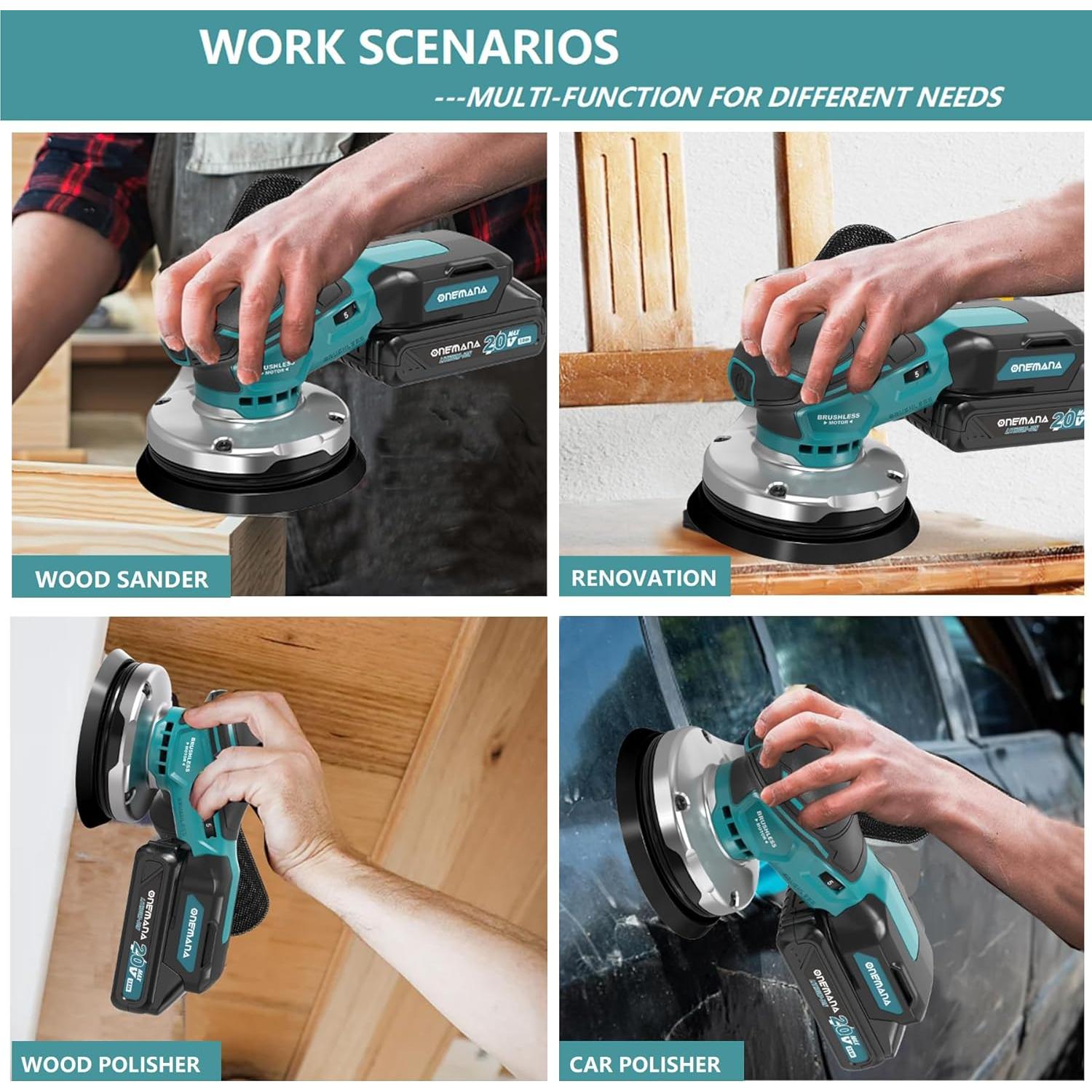 Lijadora Orbital ONEMANA 20V 7 Velocidades 12,7 cm