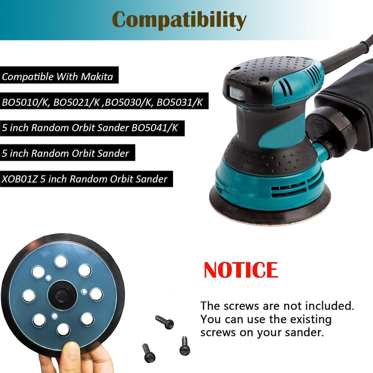 Paquete de 2 almohadillas de lijado 125mm Tockrop 8 agujeros