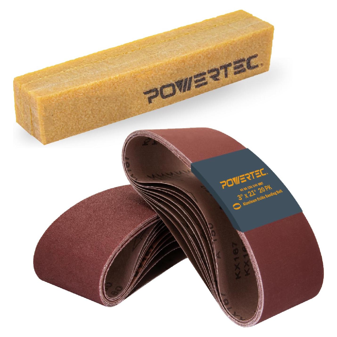 Cintas de Lijado 3x53 cm POWERTEC 40-240 Granos + Stick