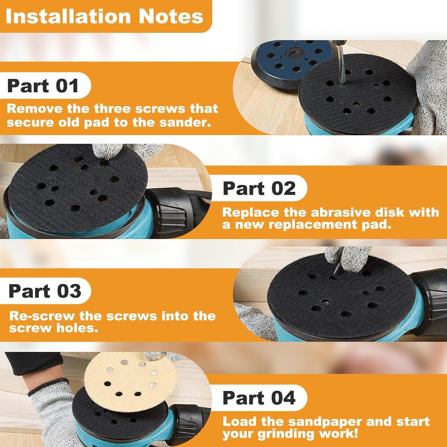 Paquete de 2 almohadillas de lijado 12.7cm 8 agujeros Makita