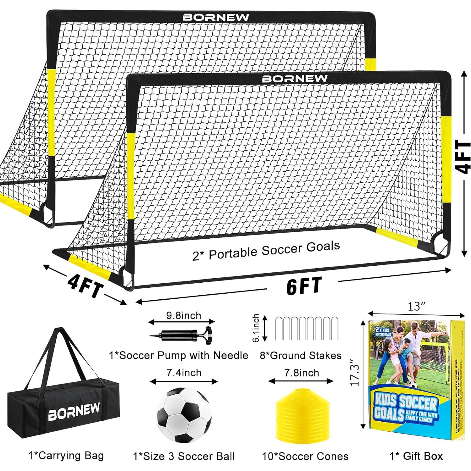 Portería de Fútbol BORNEW 6x4 para Niños - Set Completo
