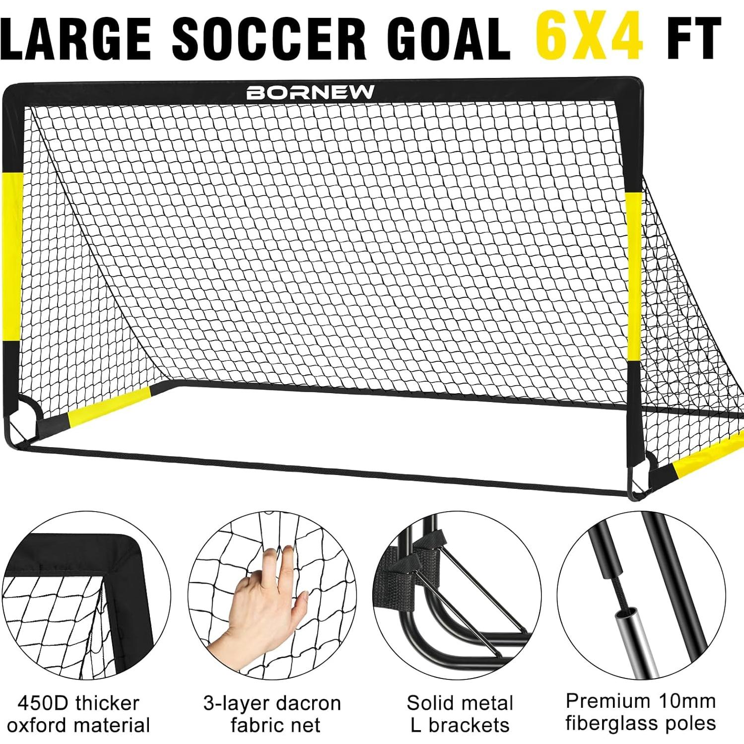 Portería de Fútbol BORNEW 6x4 para Niños - Set Completo