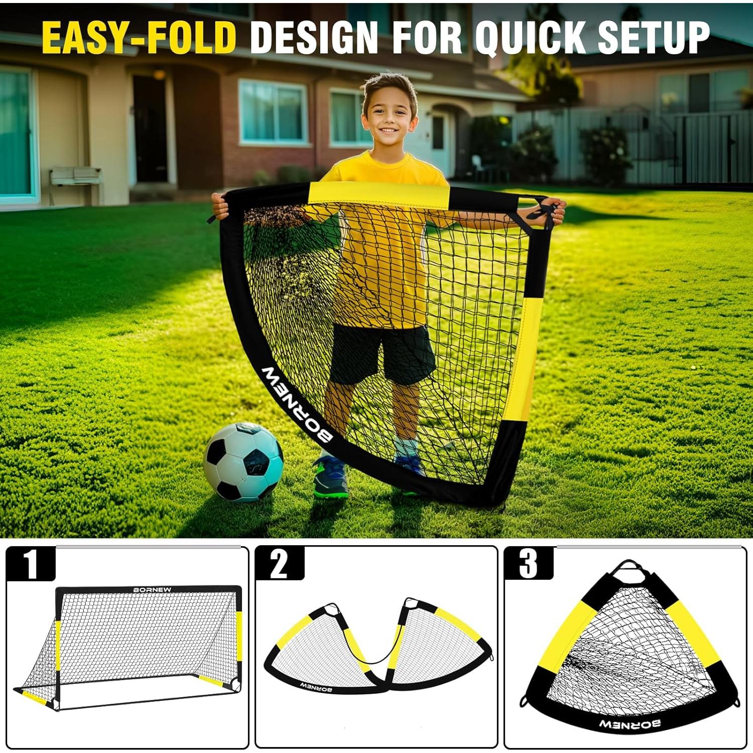 Portería de Fútbol BORNEW 6x4 para Niños - Set Completo