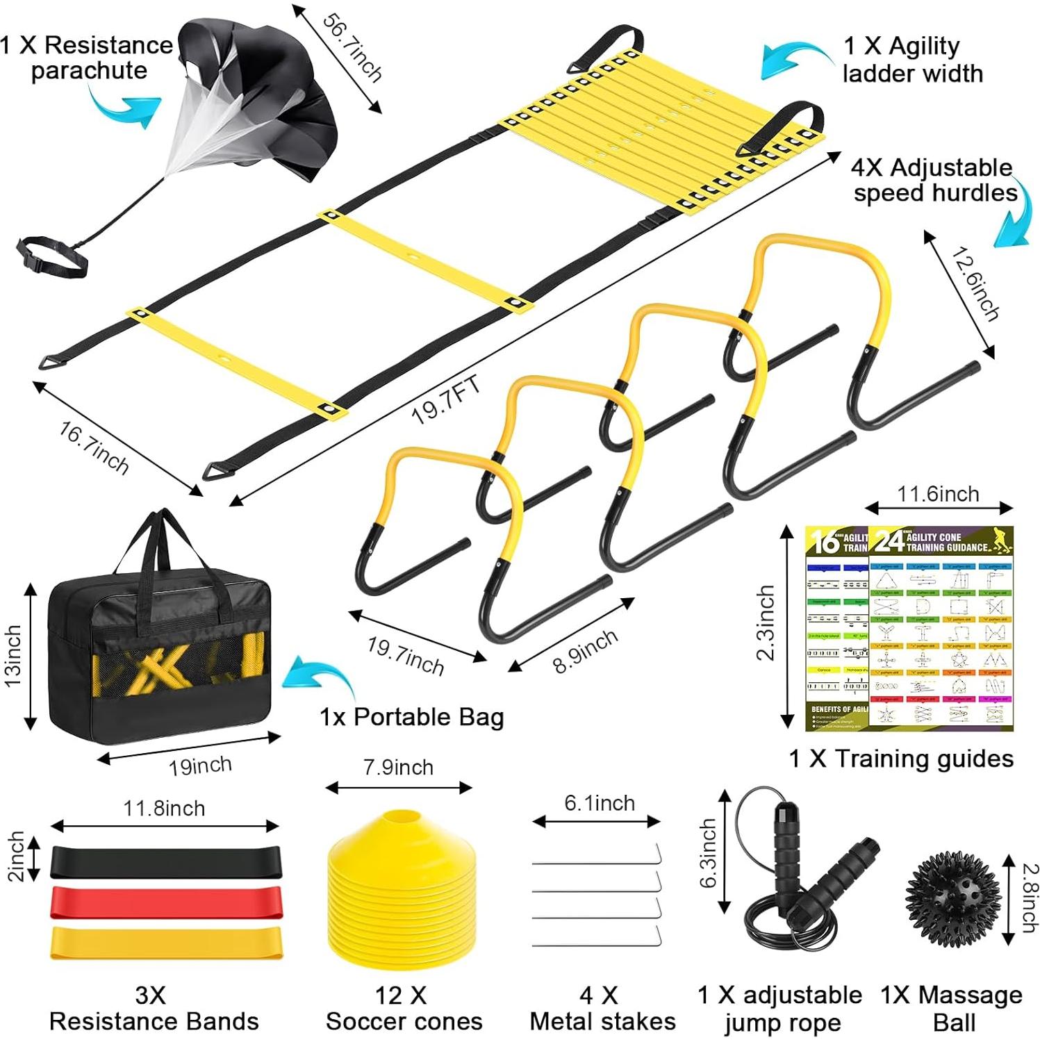 Equipo de Entrenamiento de Agilidad BORNEW 20 pies y Accesorios