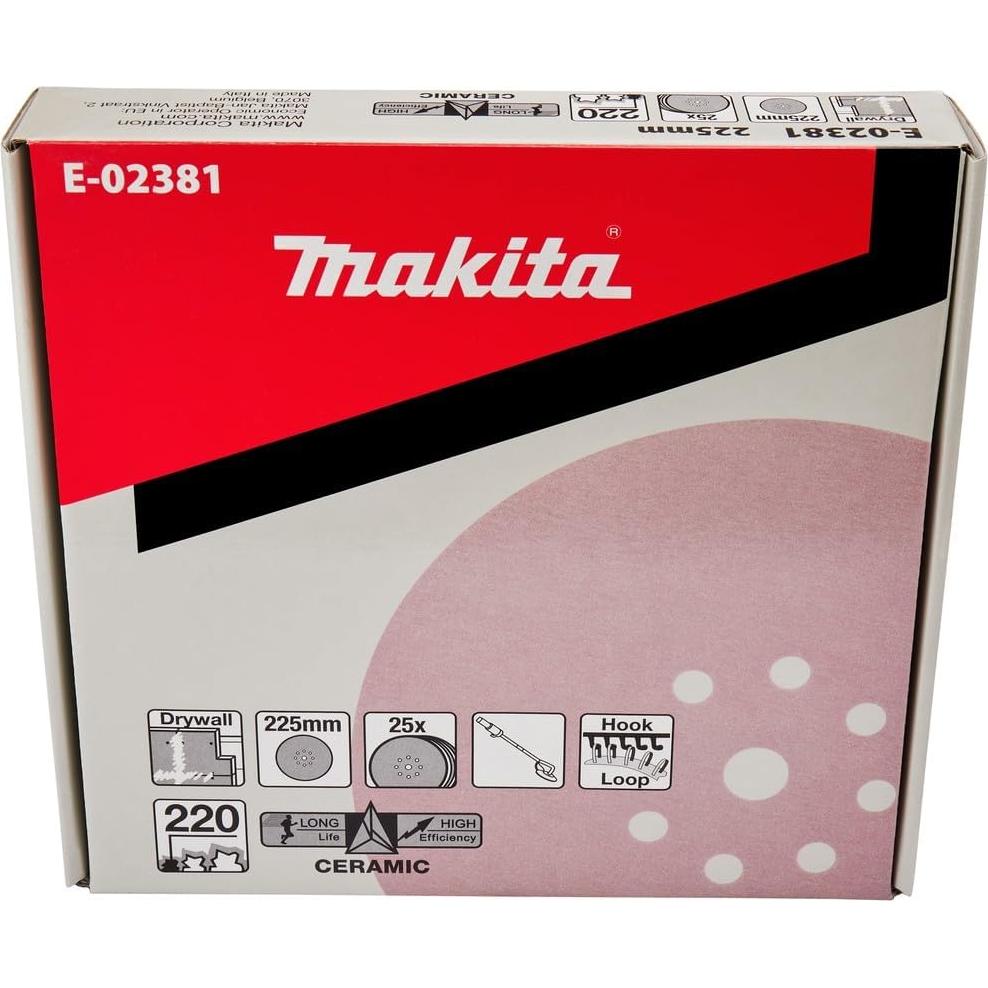 Disco de Lijado Makita E-02696 22,86 cm 220 Granos 25 Pzs
