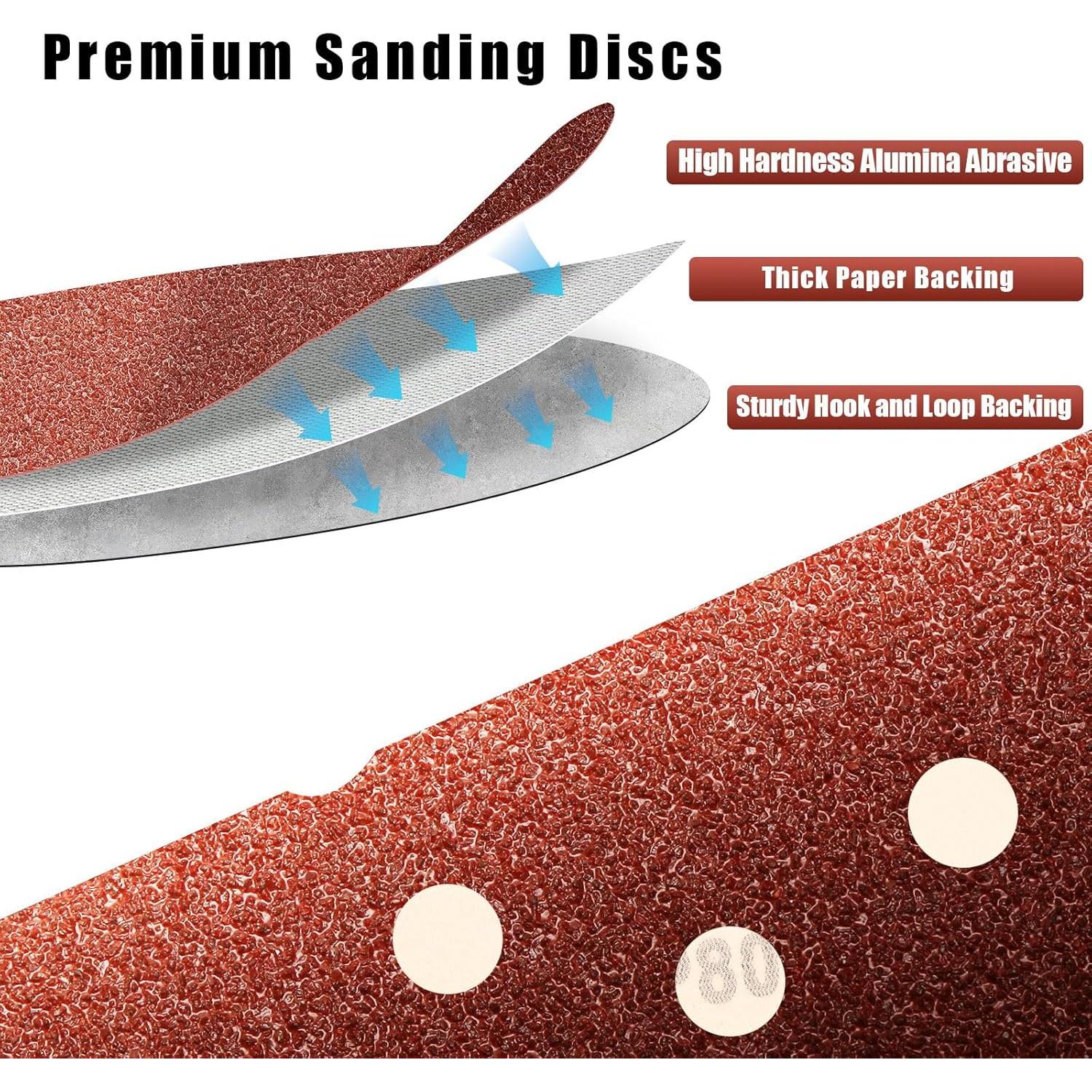 Discos de Lijado 80 Granos Szarint 12.7 cm 150 Pcs Adhesivos