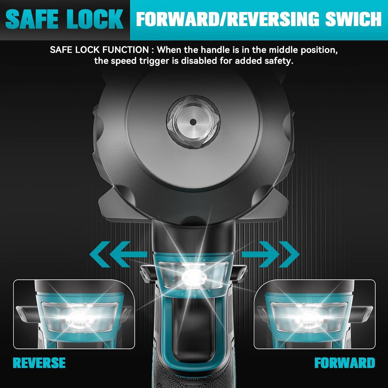 Llave de impacto inalámbrica Cerycose 1/2" 900Nm sin batería