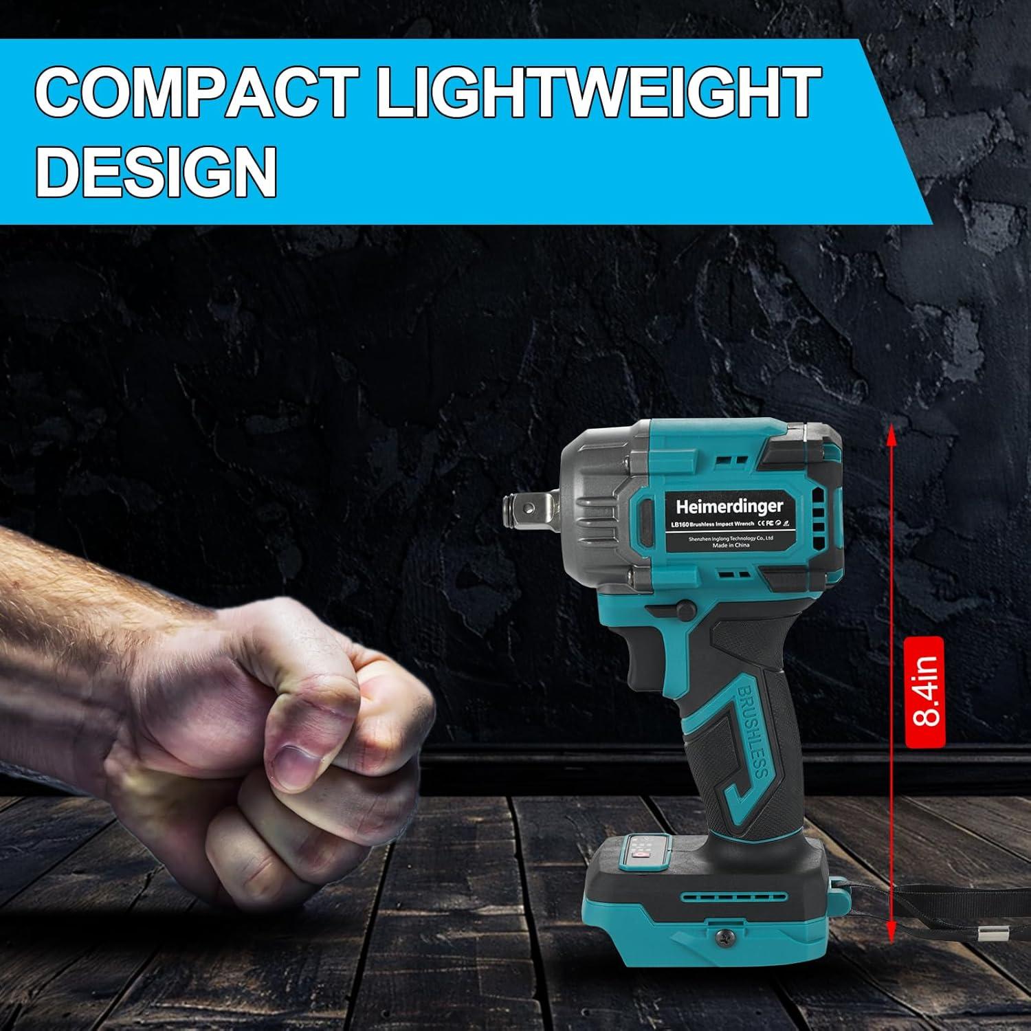 Llave de impacto inalámbrica Heimerdinger 1/2" 550N.m 3200RPM