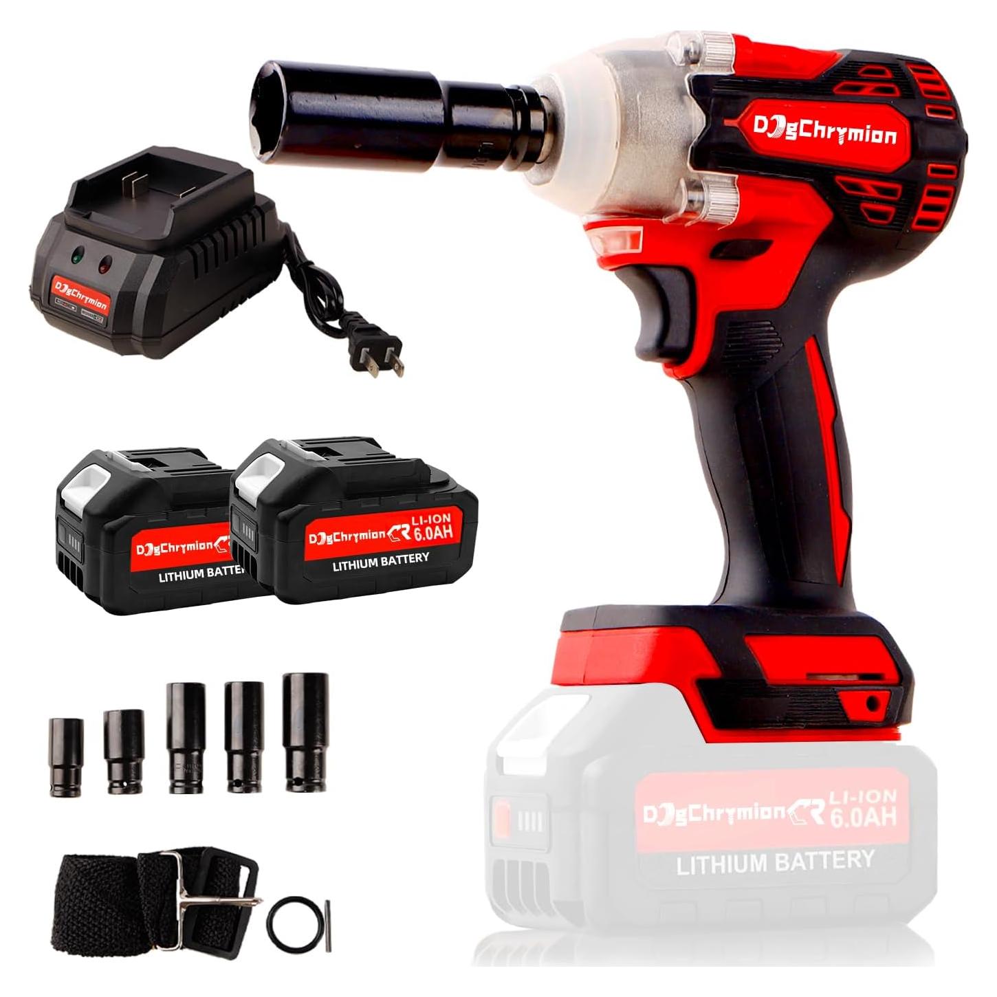 Llave de impacto inalámbrica DogChrymion 20V 320Nm con 2 baterías