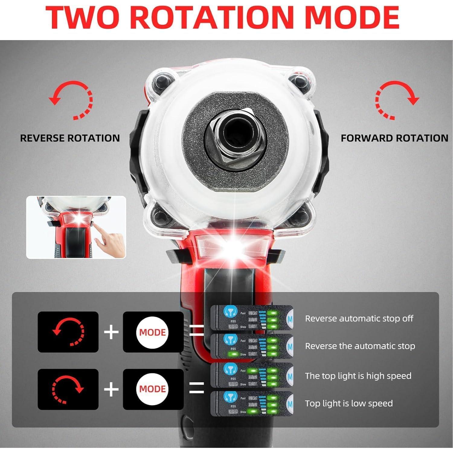 Llave de impacto inalámbrica DogChrymion 20V 320Nm con 2 baterías